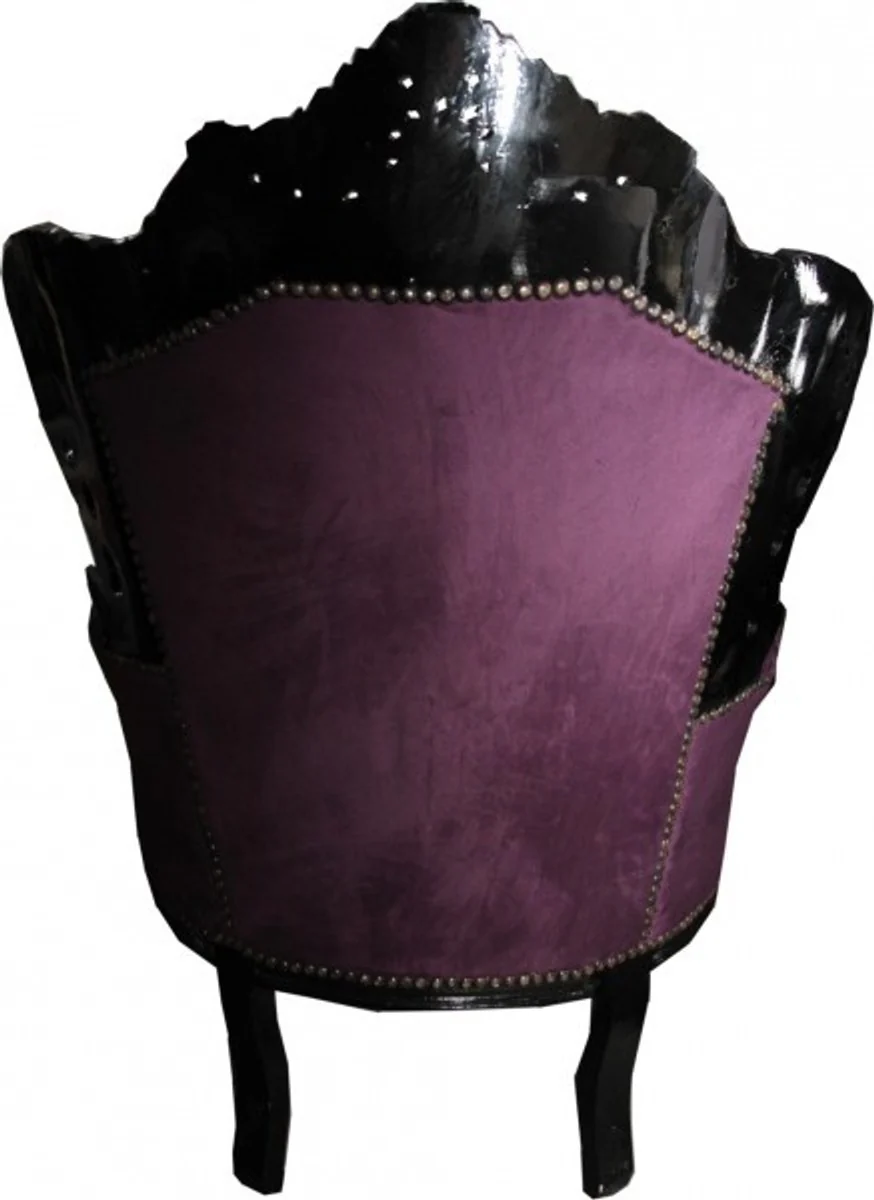 Baroque armchair King purple / black 85 x 85 x H. 120 cm - antique style