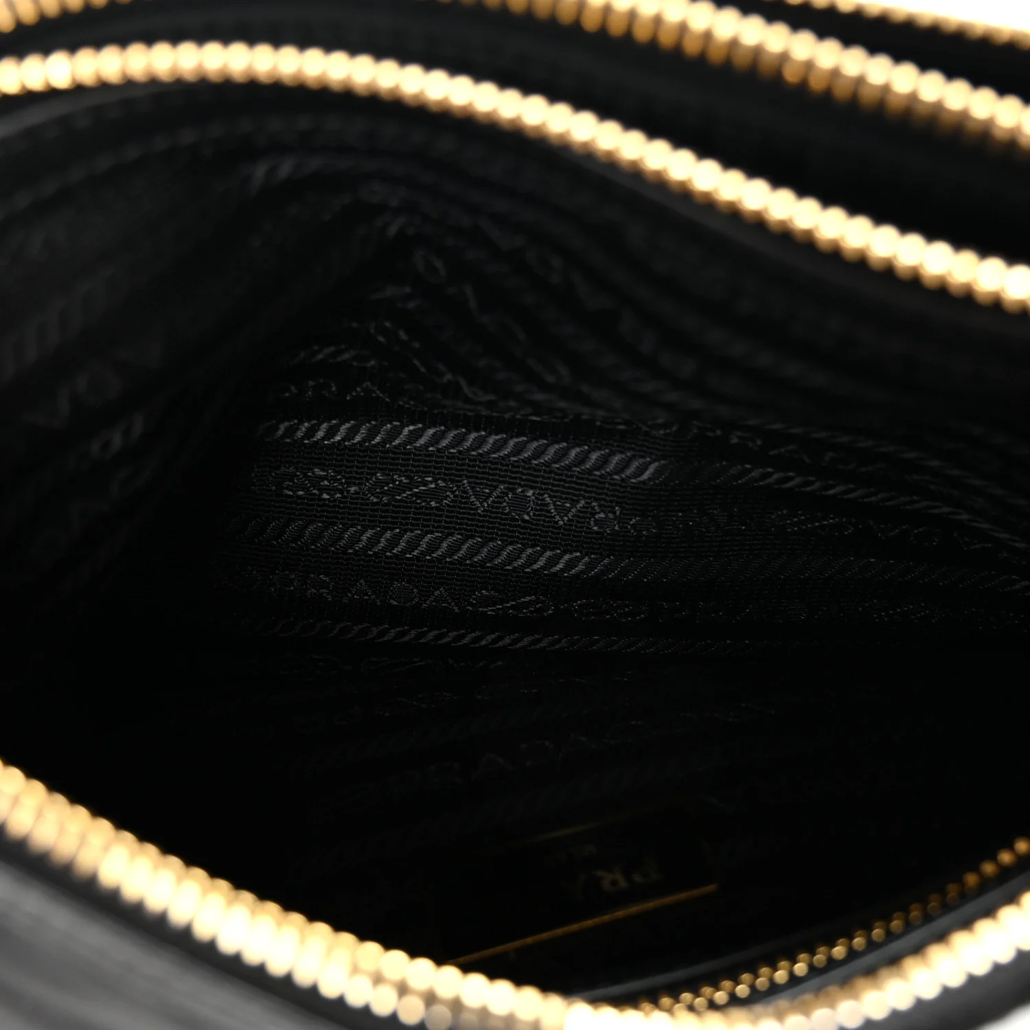 Tessuto Nylon Soft Calf Double Zip Crossbody Bag Black - Top Club