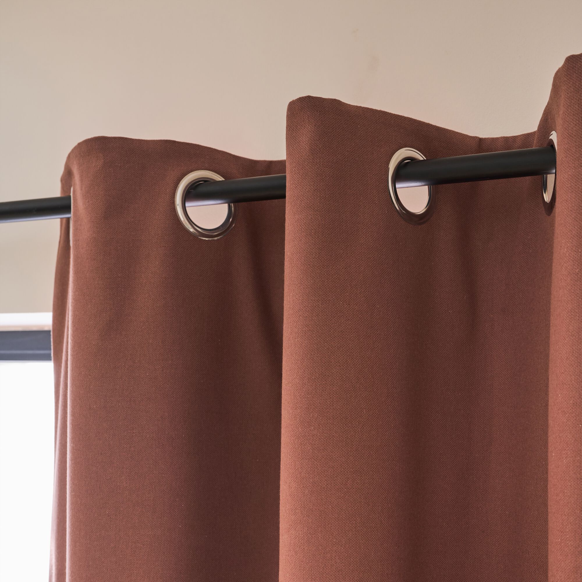 OLTA - Rideau à œillets en coton 140x250cm - brun rhassoul