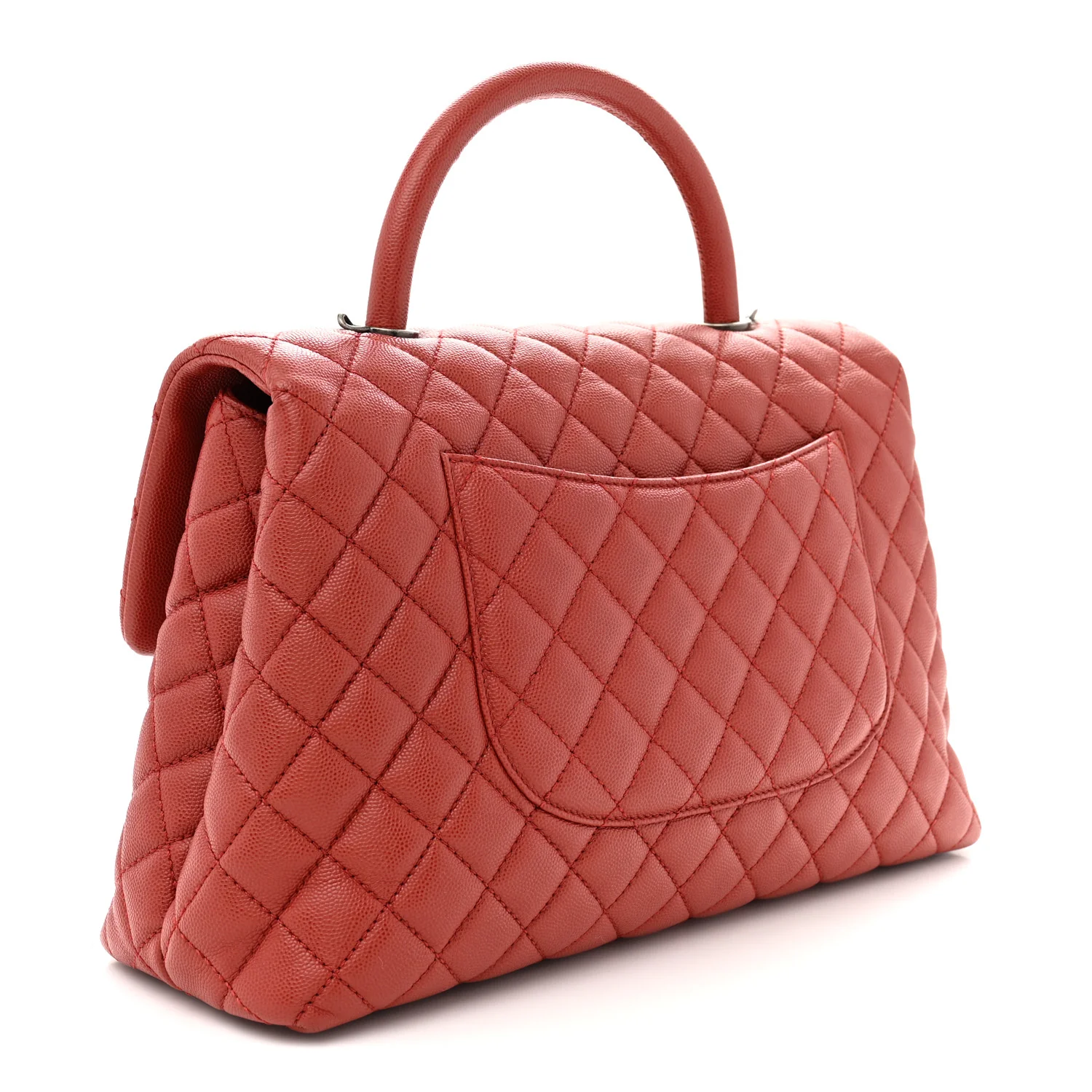 Caviar Quilted Medium Coco Handle Flap Dark Red - Top Club