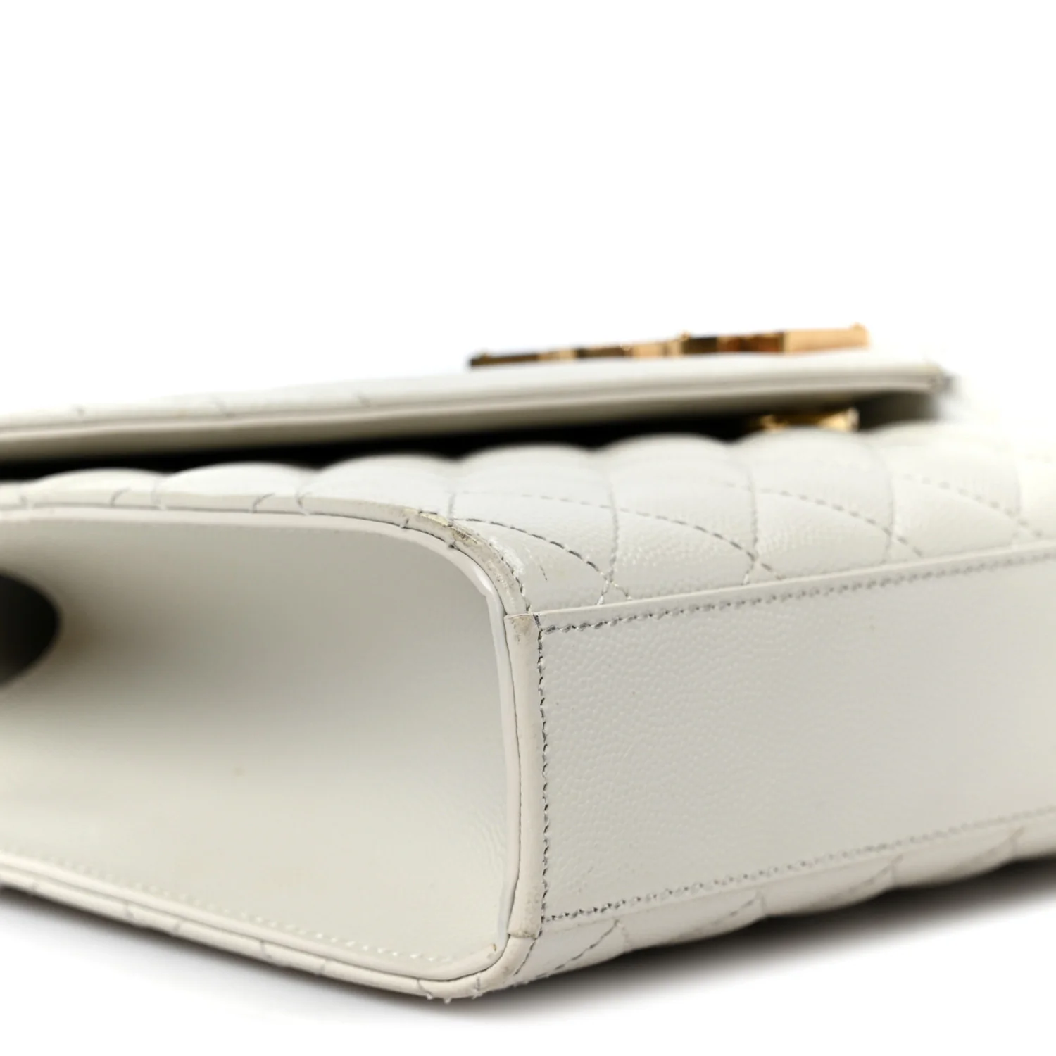 Grain De Poudre Textured Mixed Matelasse Medium Triquilt Monogram Satchel Crema Soft - Top Club