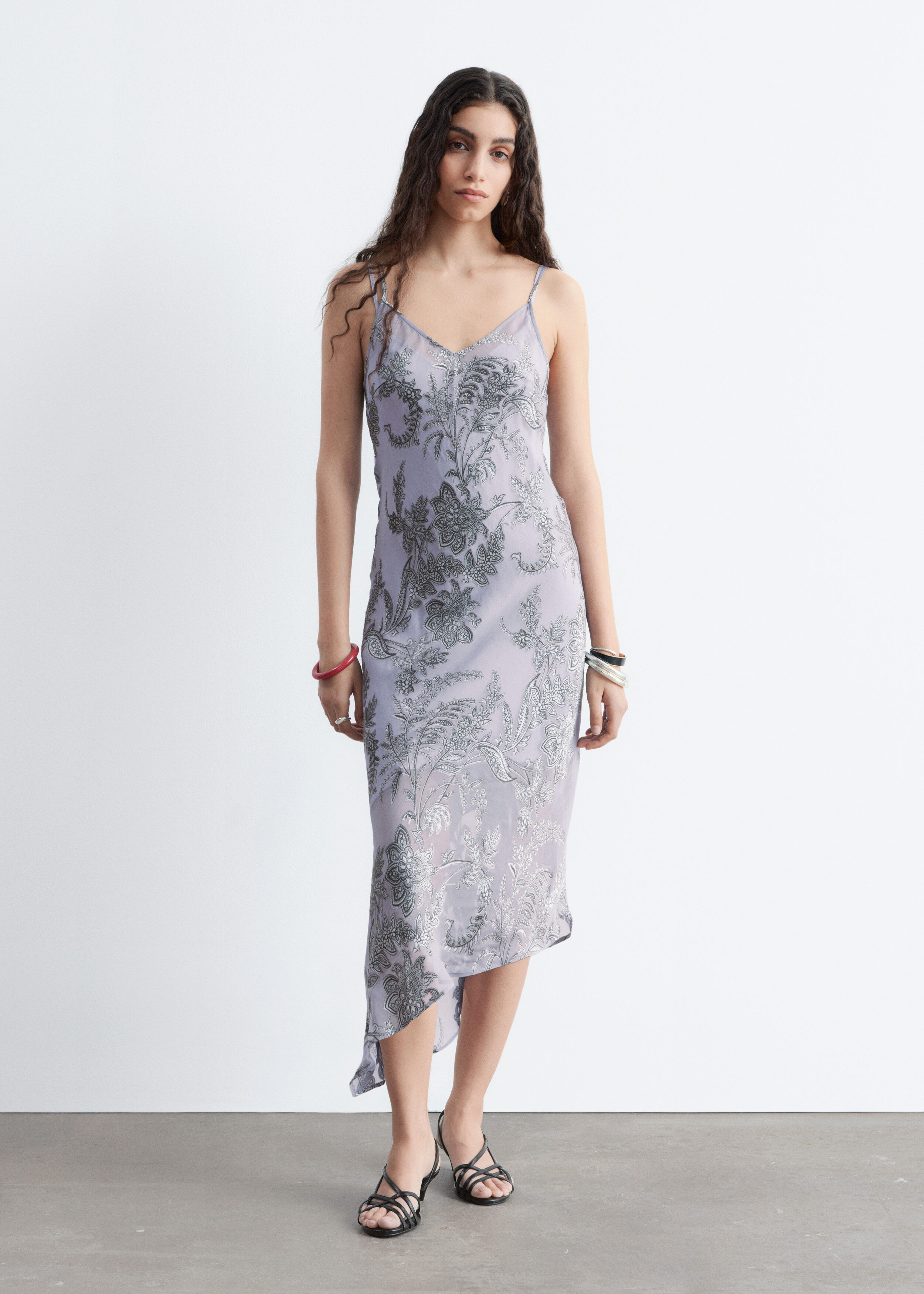 & Other Stories FLORAL STRAP MIDI DRESS