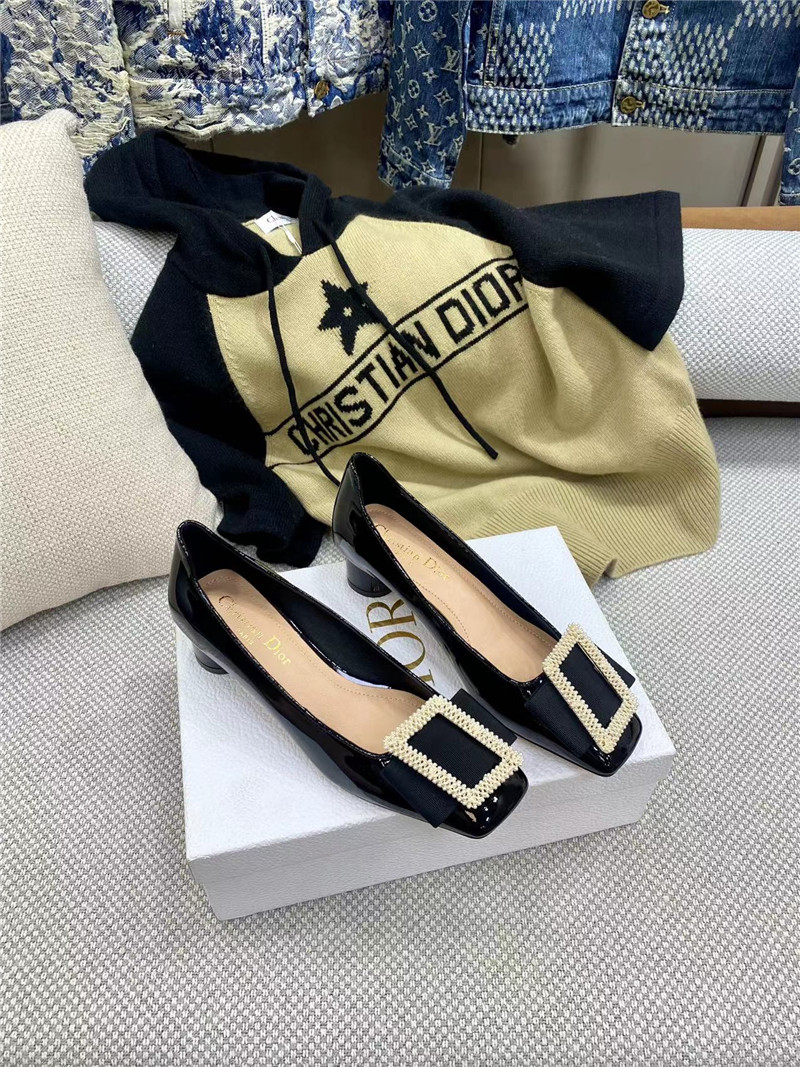 dior ldyle pearl square buckle retro ballet pumps - Sneaker Replica Workshop