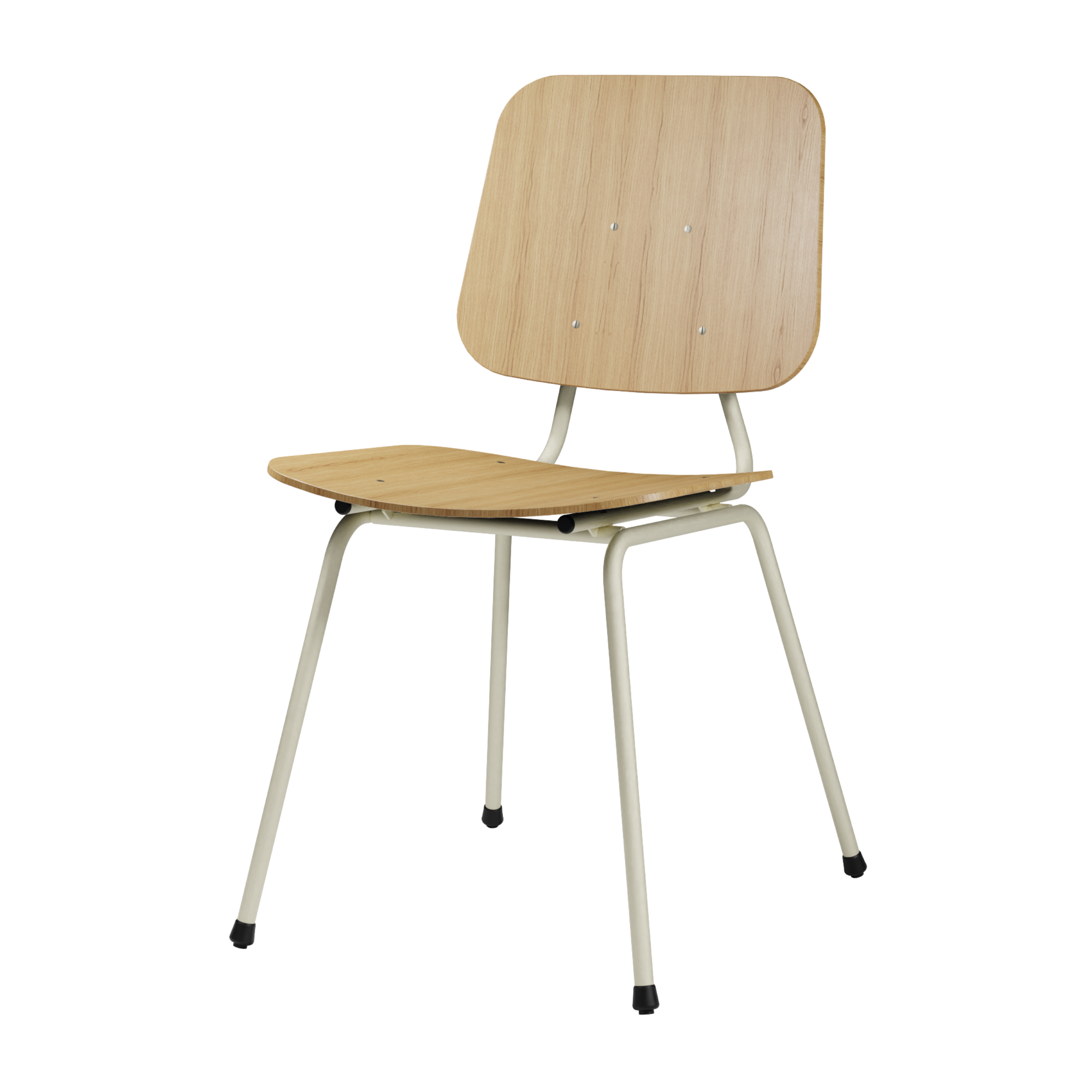 Dining 14 ZA Hout - Frame RAL1013 Pearl White + Eiken Fineer Naturel