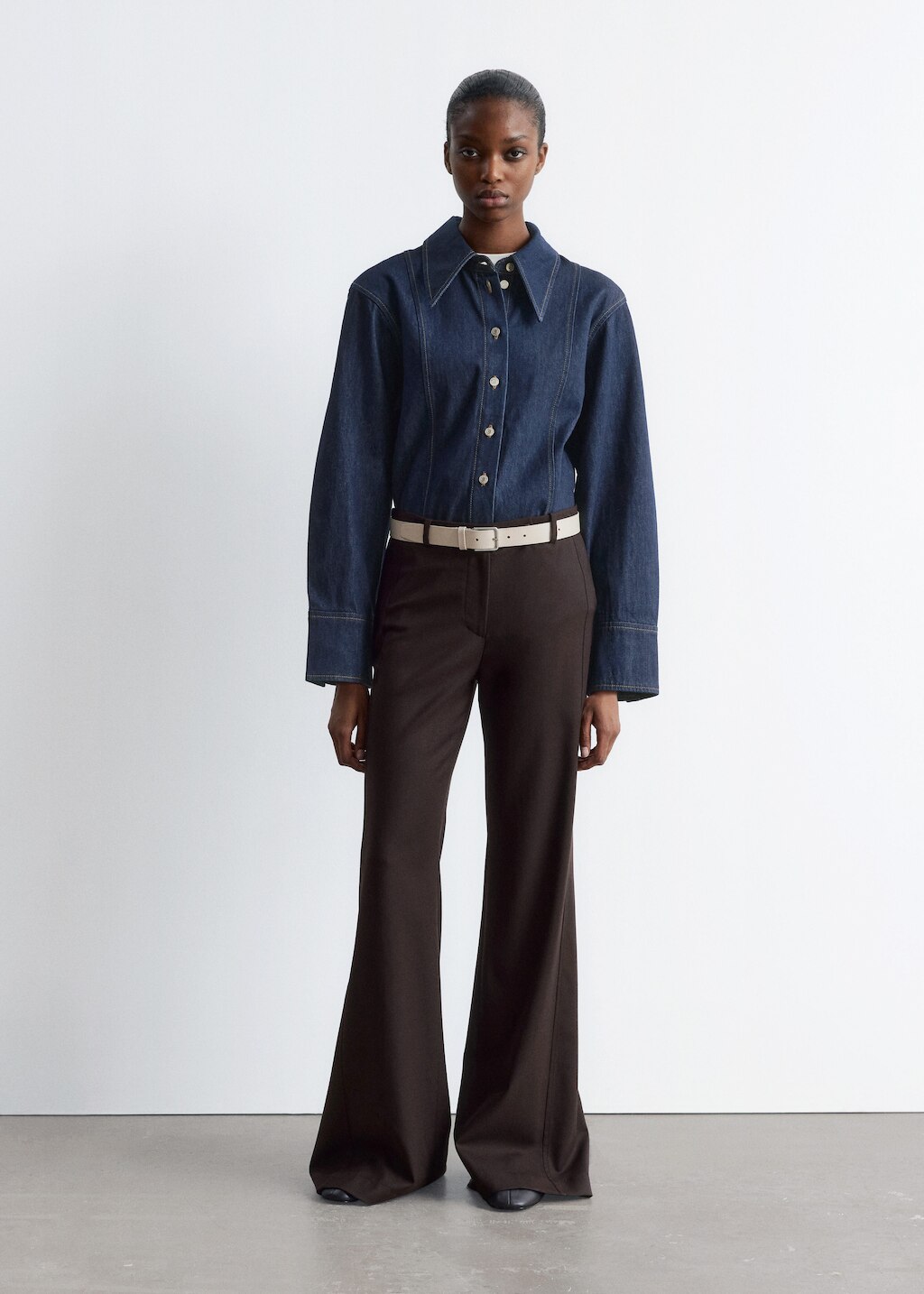 & Other Stories TOPSTITCHED DENIM SHIRT