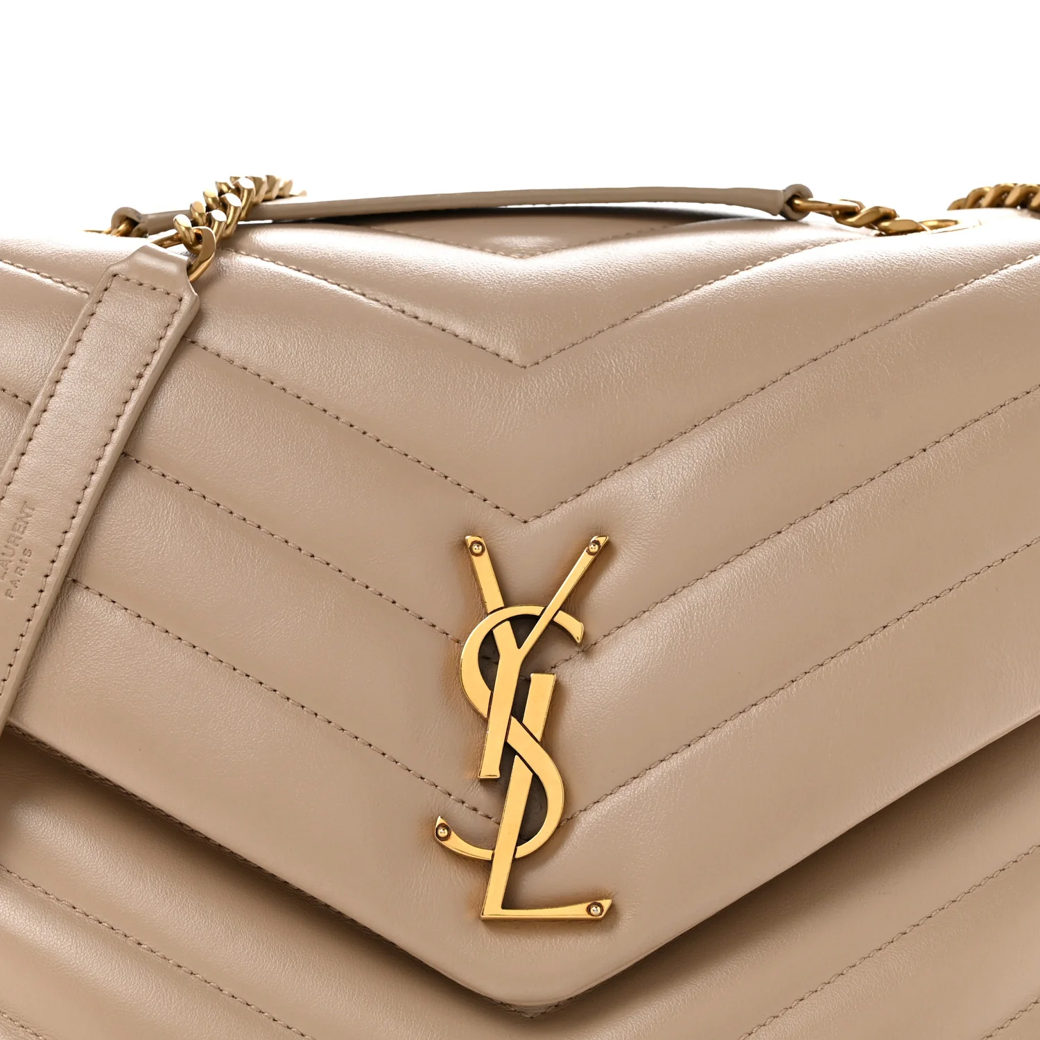 Calfskin Y Quilted Monogram Medium Loulou Chain Satchel Dark Beige - Top Club
