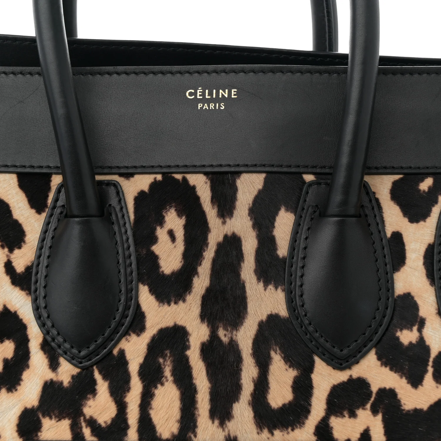 Leopard Pony Hair Mini Luggage Black - Top Club
