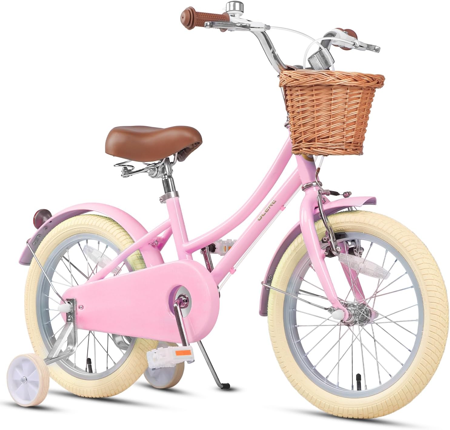 Glerc Bicicletta da ragazza con cestino per bambini da 2 a 12 anni, 12 14 16 20 pollici con campanello e stabilizzatori, colori multipli
