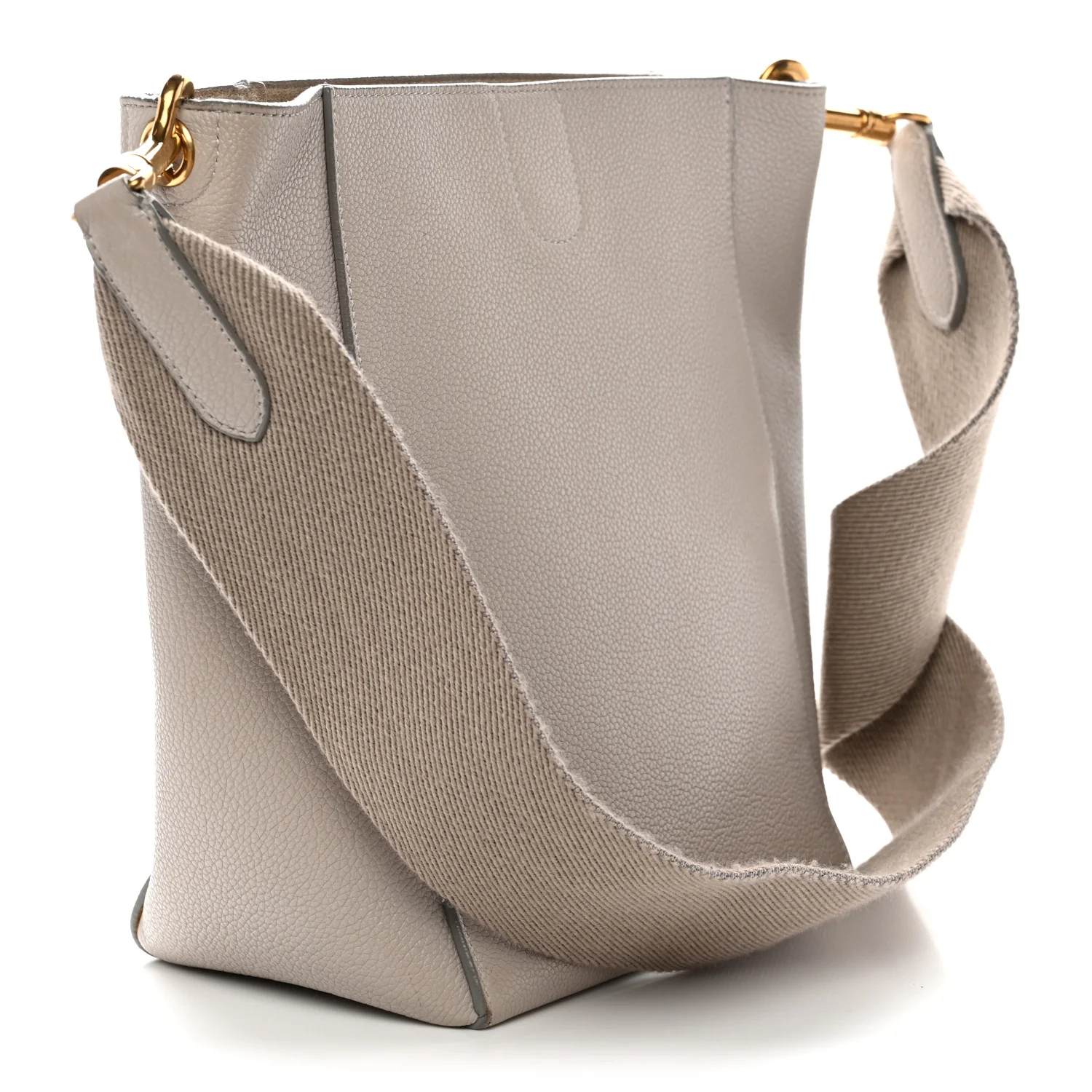 Soft Grained Calfskin Small Sangle Bucket Bag Light Taupe - Top Club