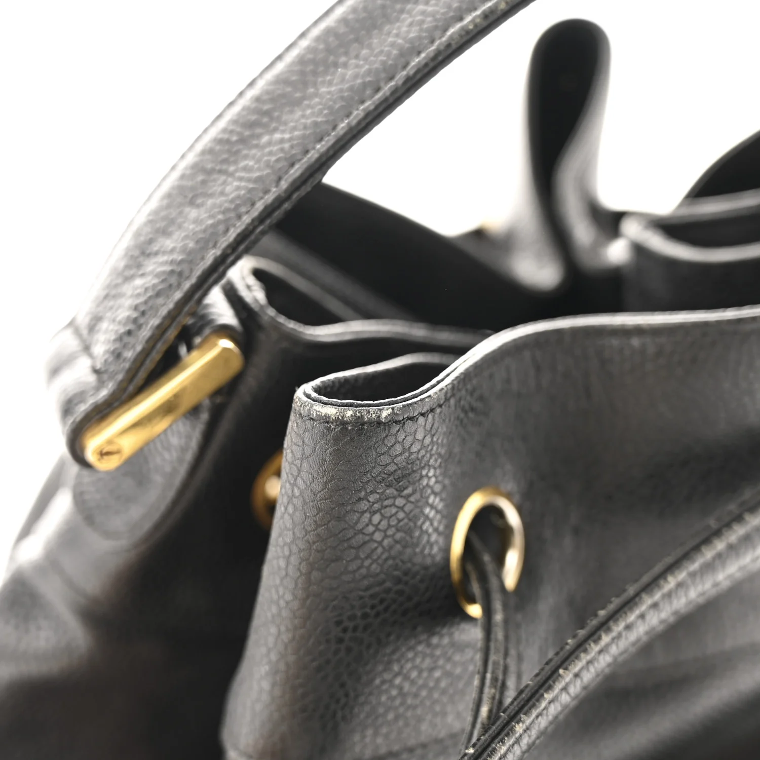 Caviar Quilted Drawstring Backpack Black - Top Club