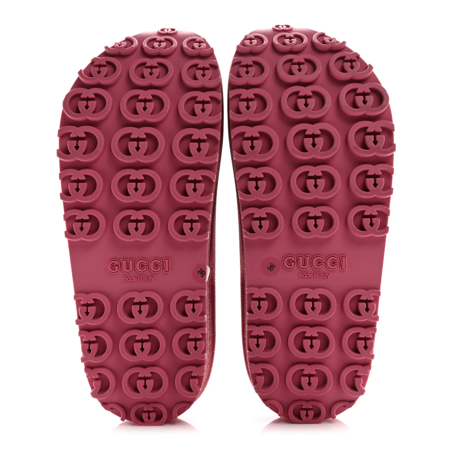 Glitter Rubber Womens Interlocking G Platform 42mm Slide Sandals 36 Rose - Top Club