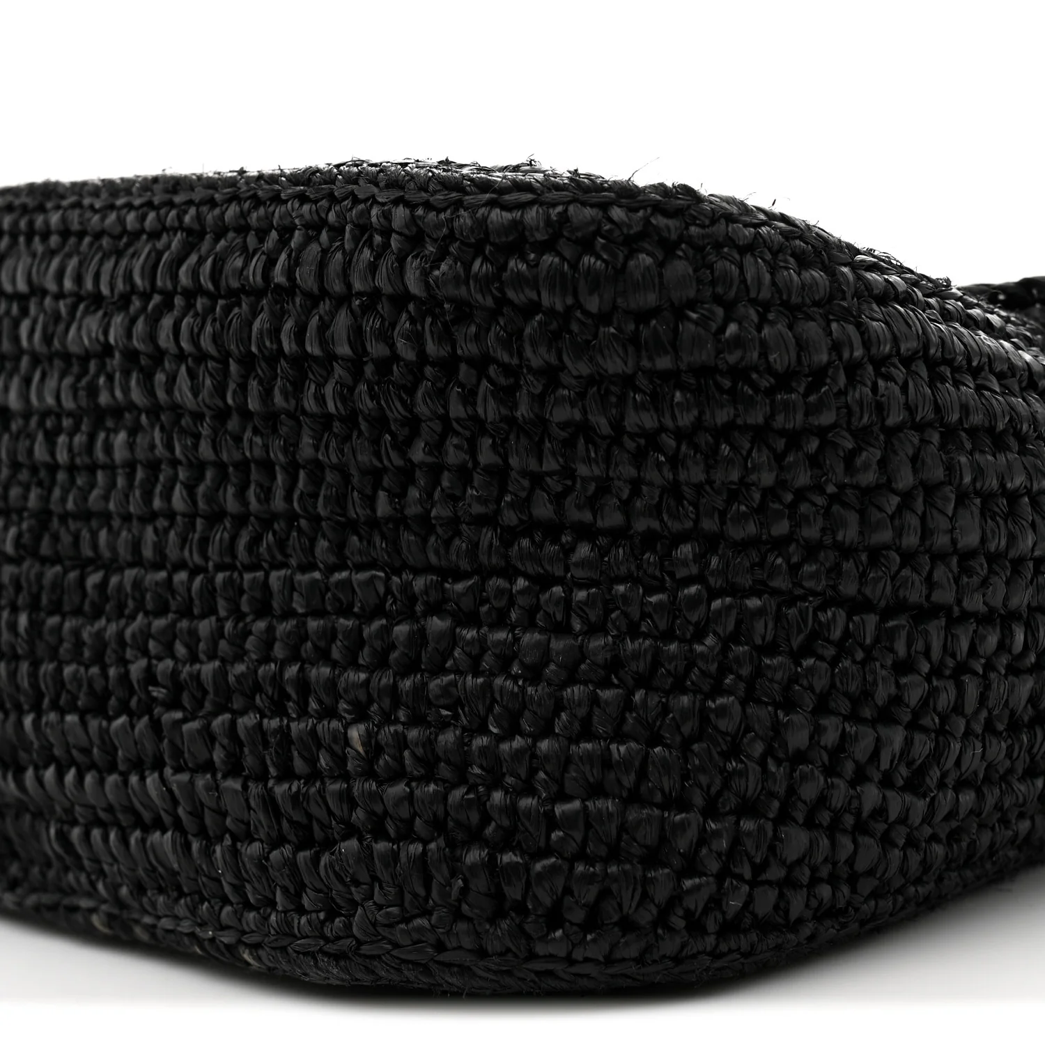 Raffia Donut Chain Medium Ola Shoulder Bag Black - Top Club