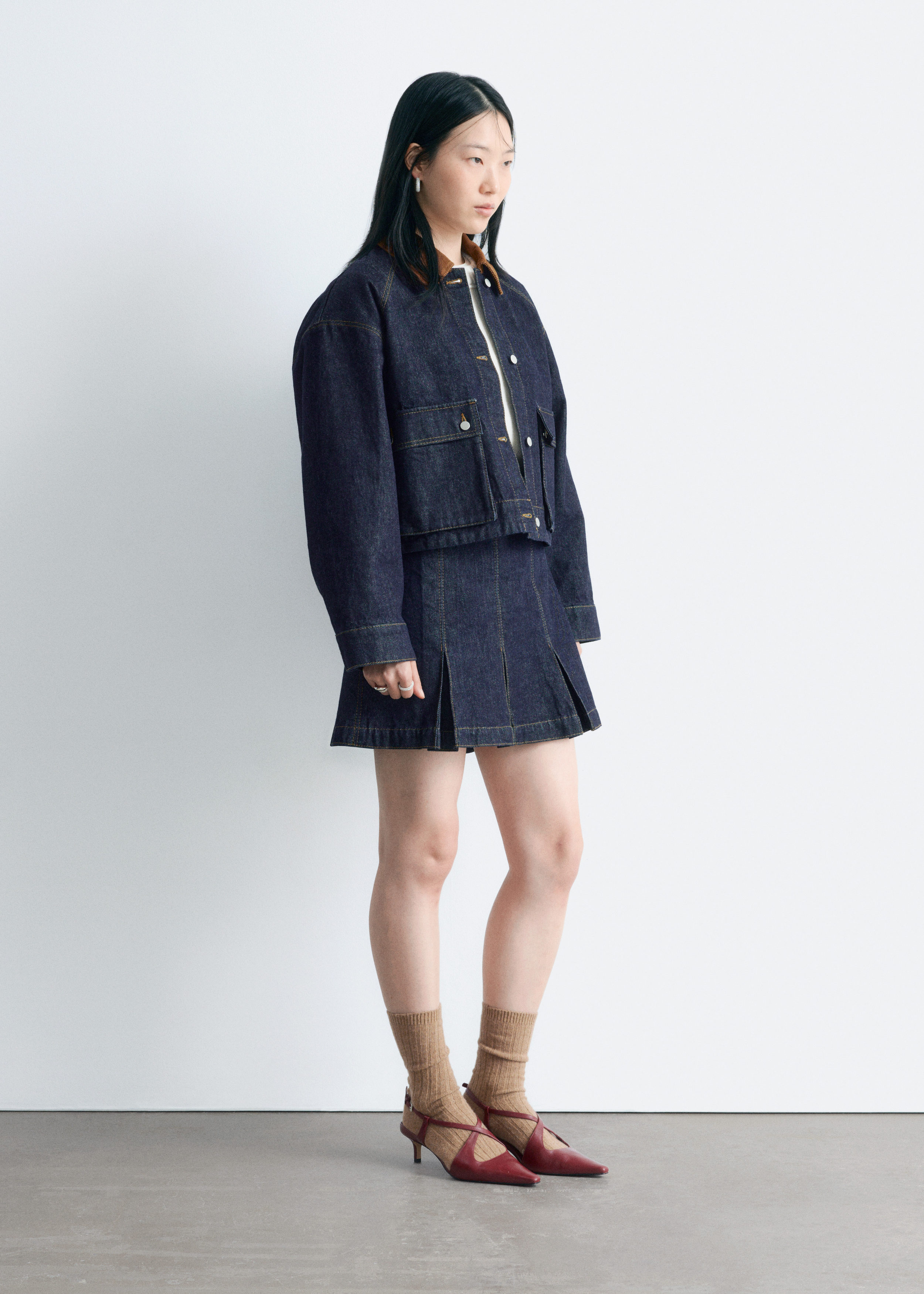& Other Stories SHORT CORD-COLLAR DENIM JACKET