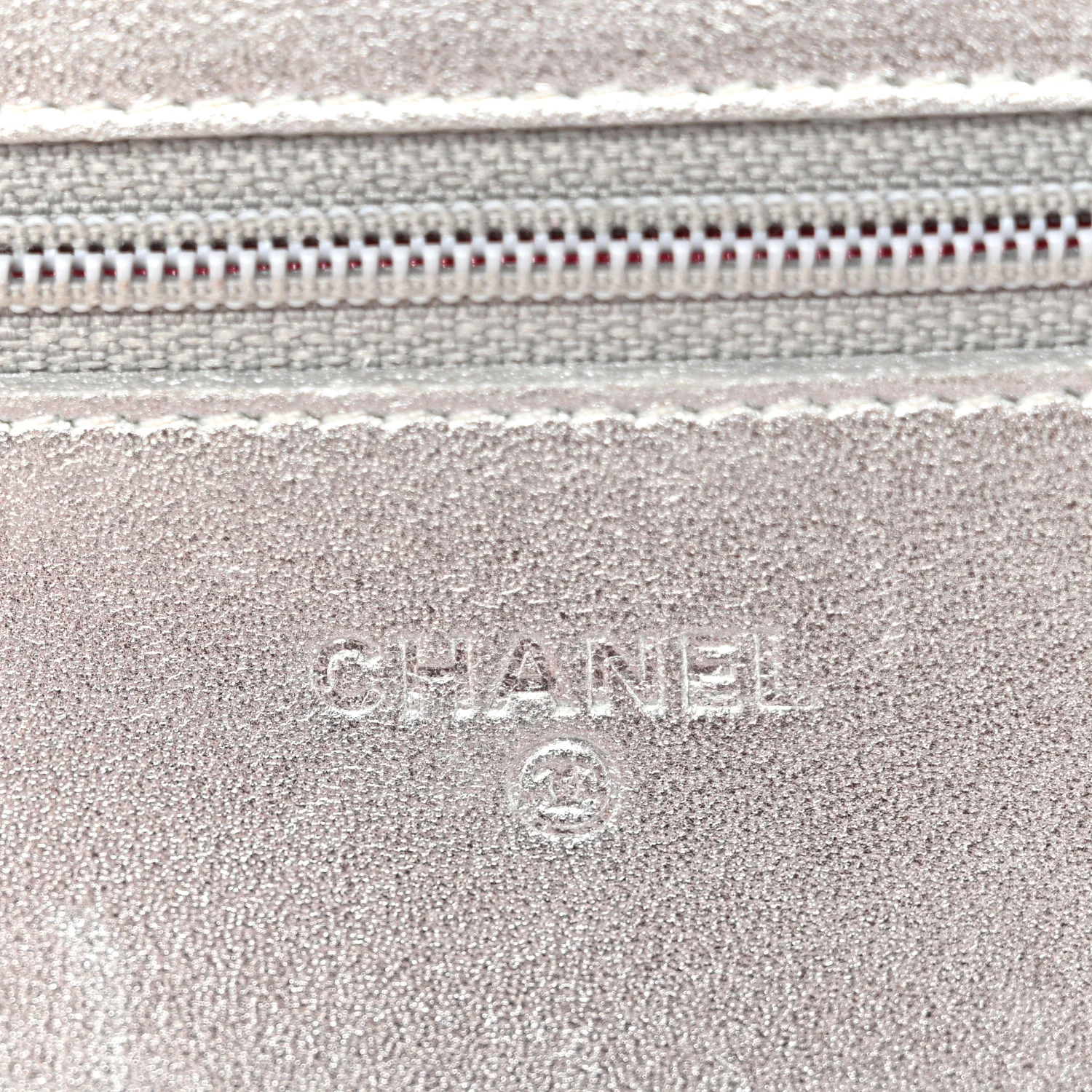 Metallic Lambskin Quilted Wallet On Chain WOC Silver - Top Club