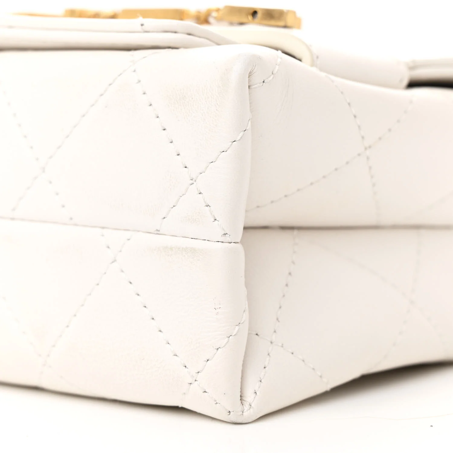 Calfskin Quilted Small Enchained Flap White - Top Club