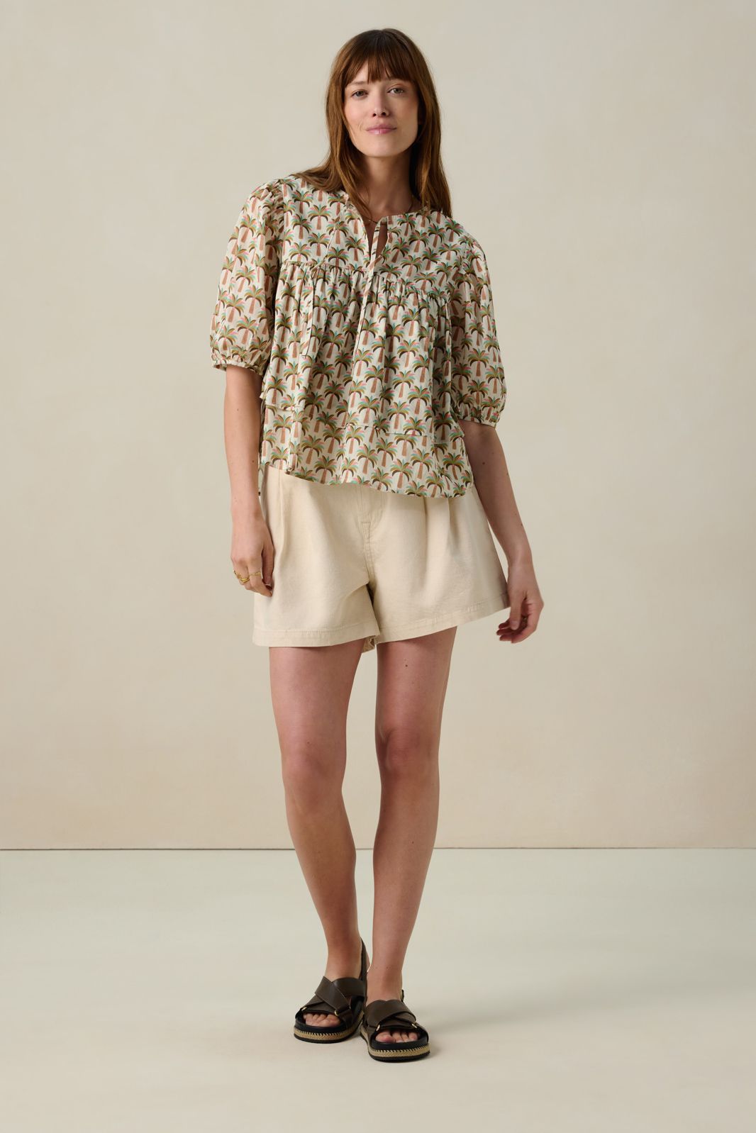 Multicolour blouse met palmboom