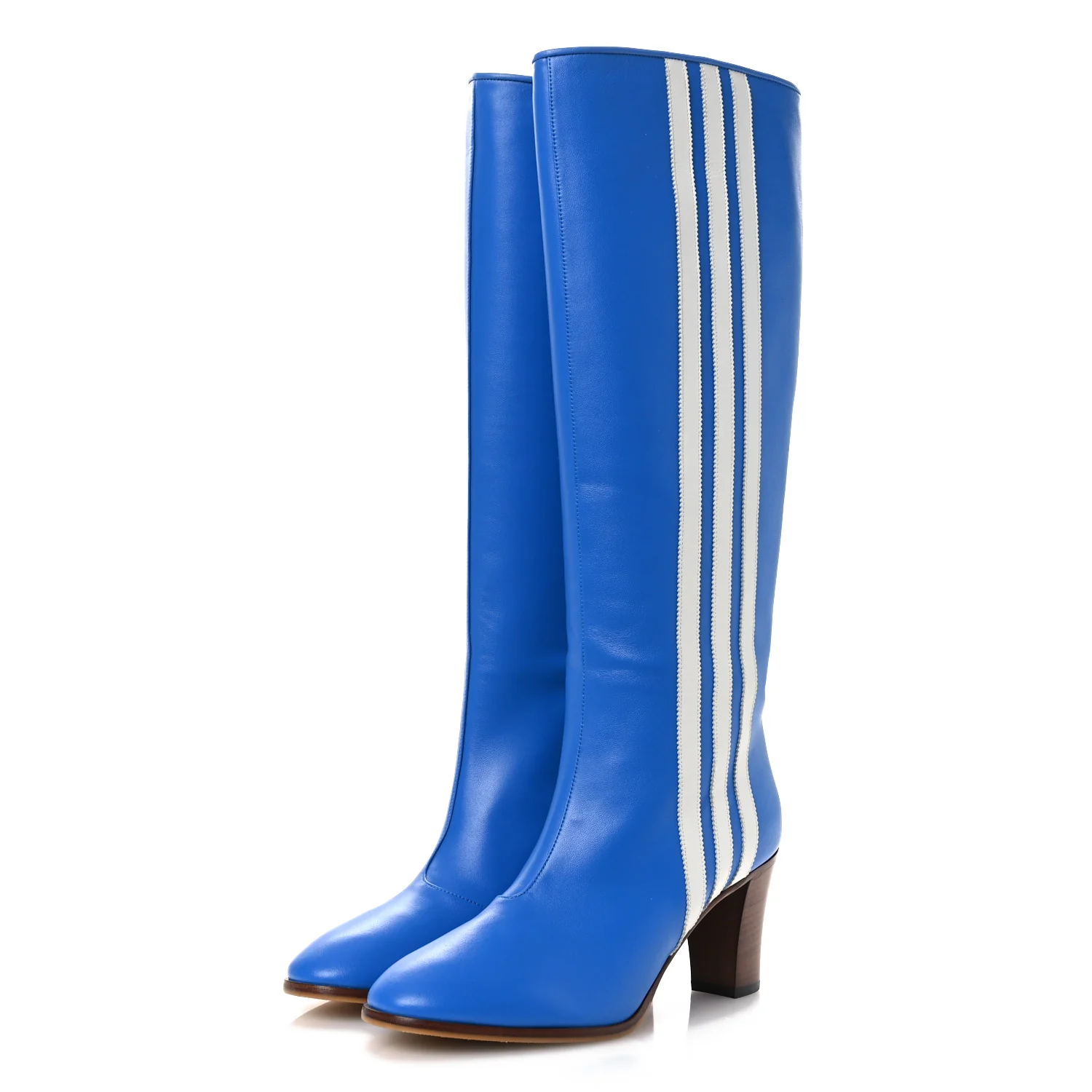 X ADIDAS Calfskin Elizabeth Knee Boots 39 Blue - Top Club