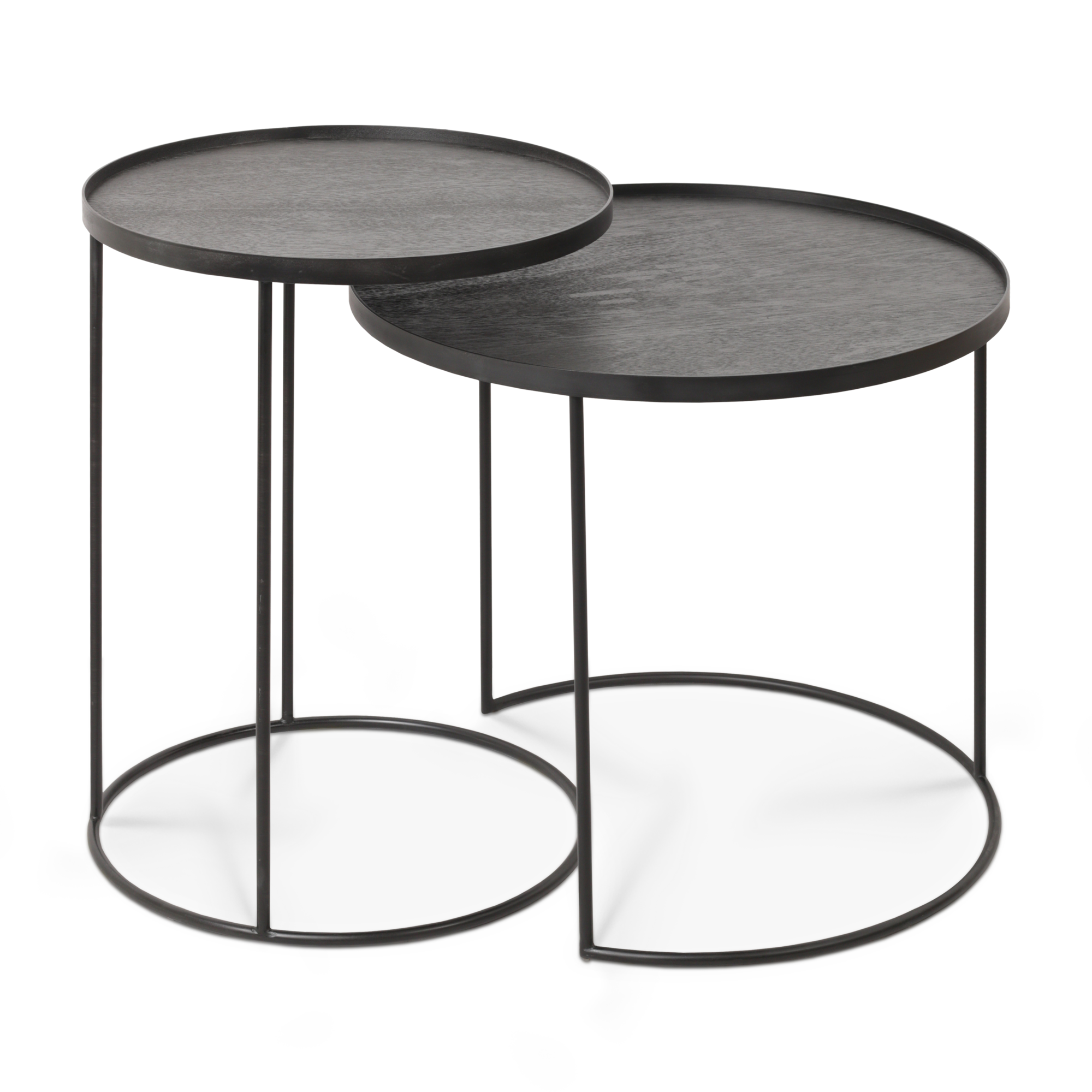 Ethnicraft - Round tray side table - set van 2