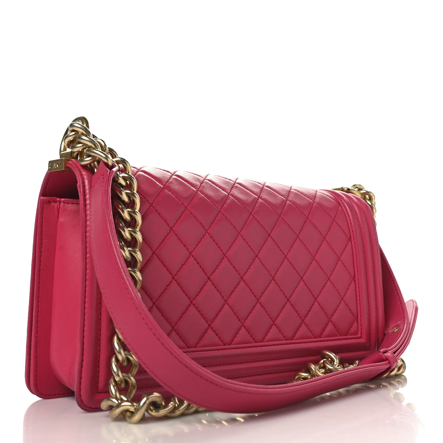 Lambskin Quilted Medium Boy Flap Fuchsia - Top Club
