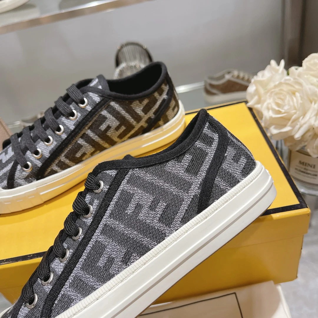 Fendi Unisex Grey Monogram Sneakers For Timeless Luxury Casual Wear - Sneaker Replica Workshop
