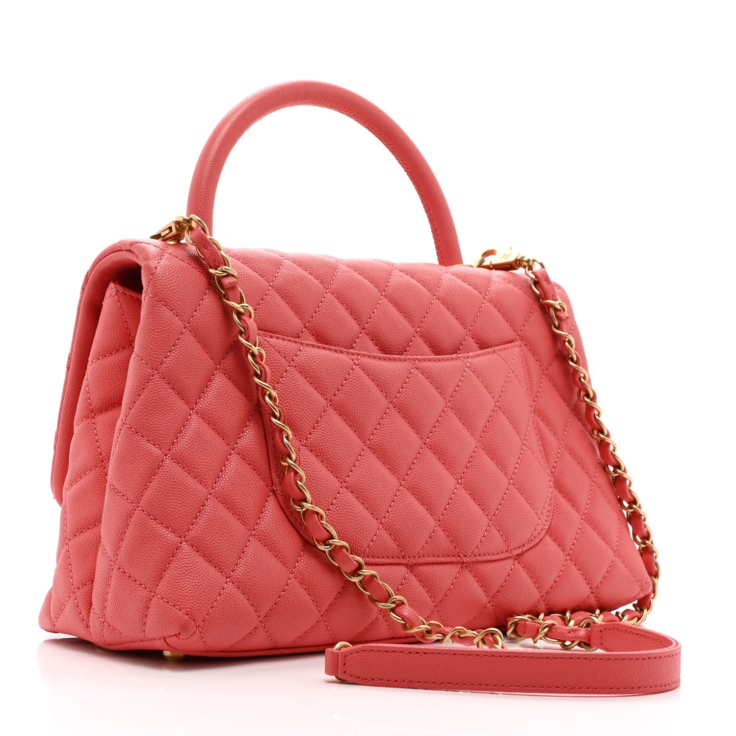 Caviar Quilted Small Coco Handle Flap Pink - Top Club