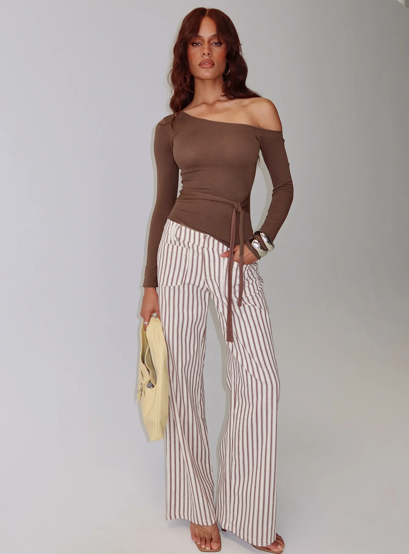 Vendi Low Rise Pant Brown Stripe
