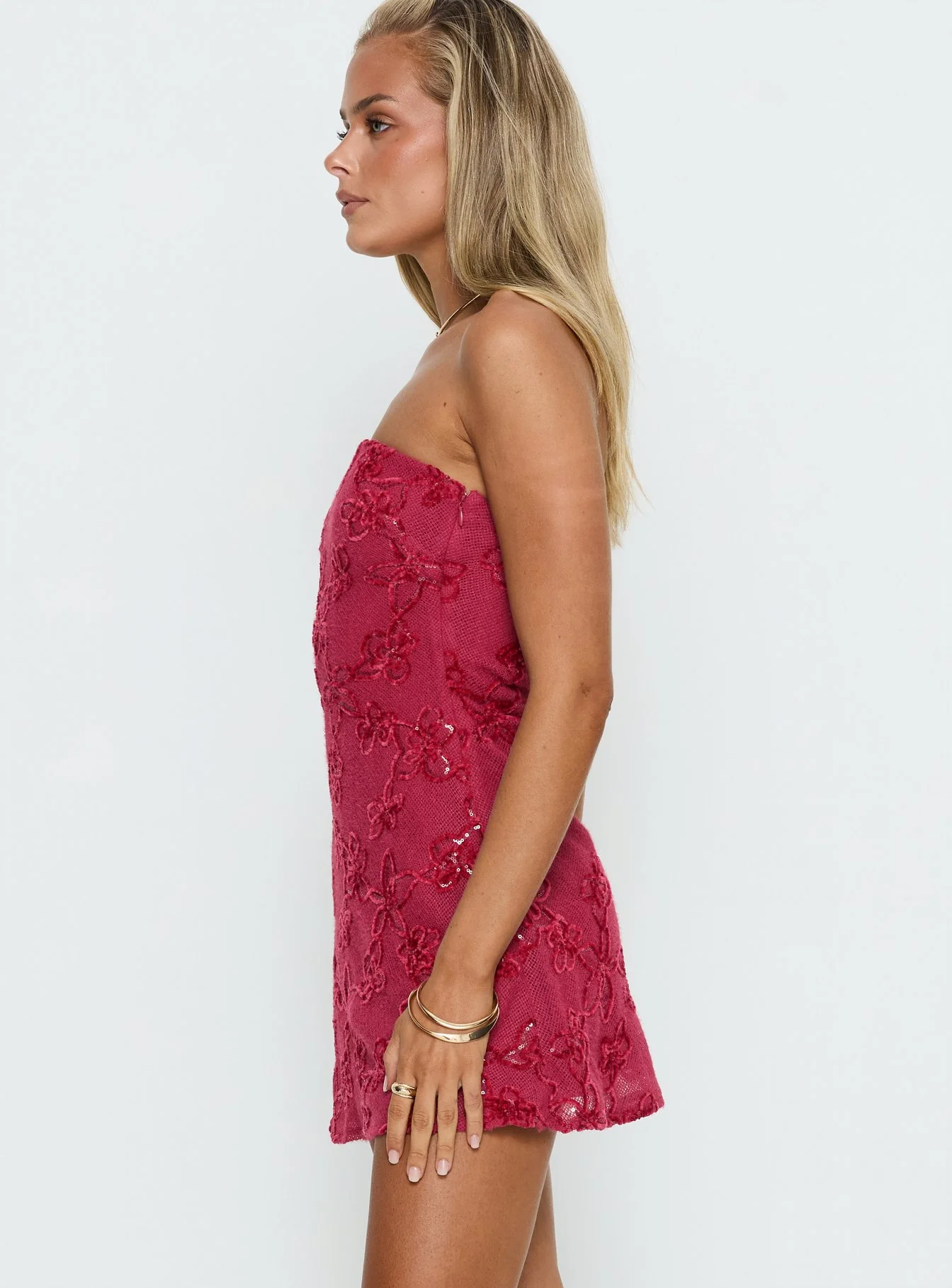 Mimosie Strapless Mini Dress Burgundy