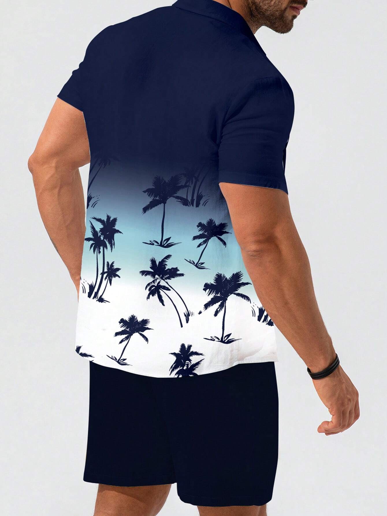 Suitmens Men's Hawaiian Print Short Sleeve Shirt Set 028