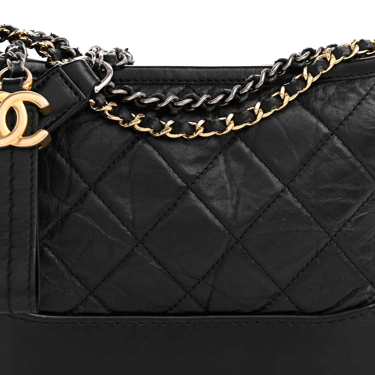 Aged Calfskin Quilted Small Gabrielle Hobo Black - Top Club