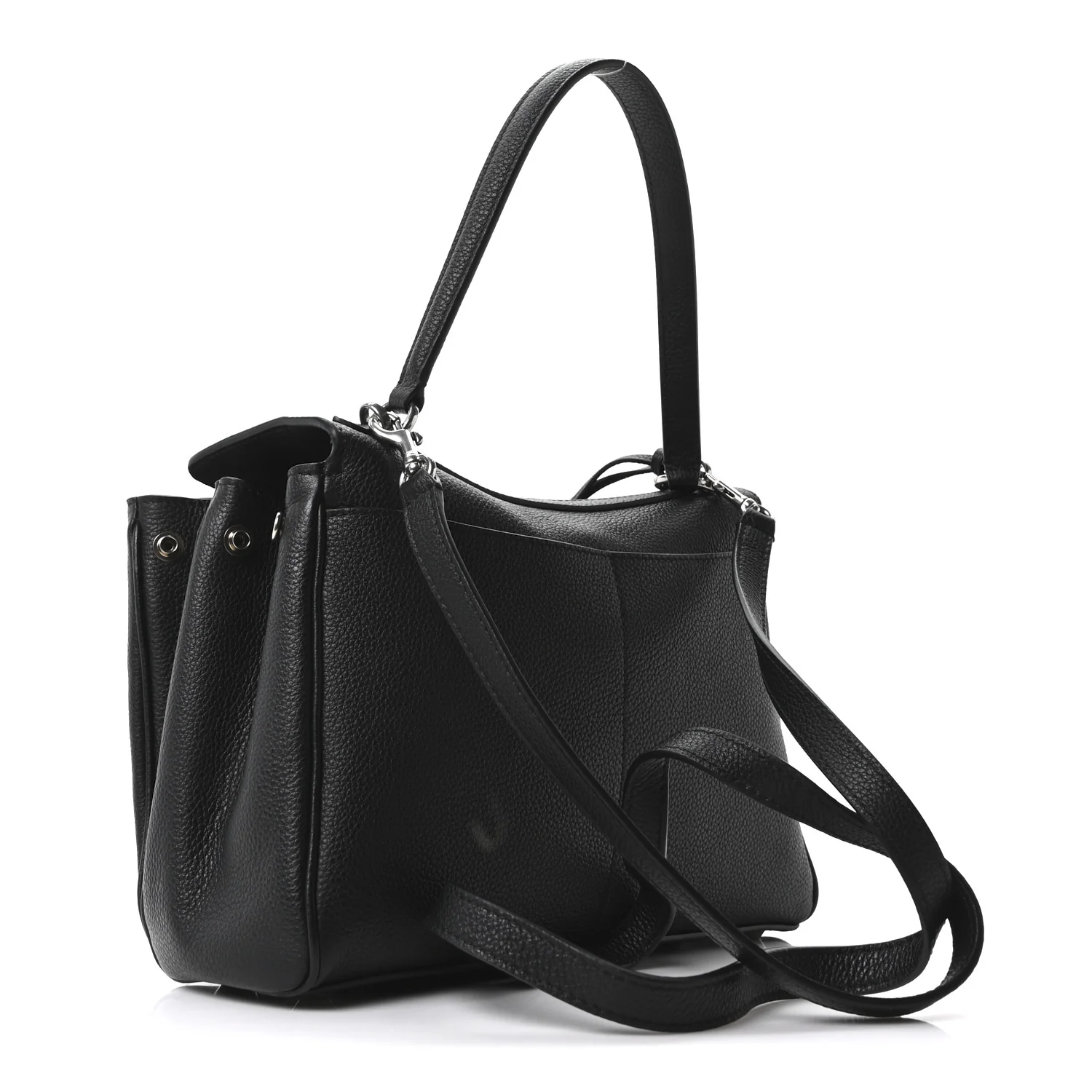 Grained Calfskin Small Rodeo Top Handle Handbag Black - Top Club