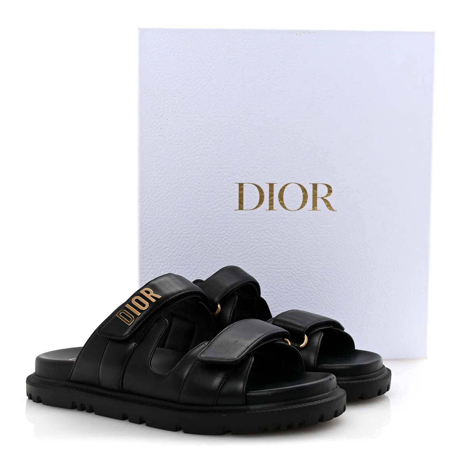Lambskin Dioract 10mm Slide Sandals 39.5 Black - Top Club