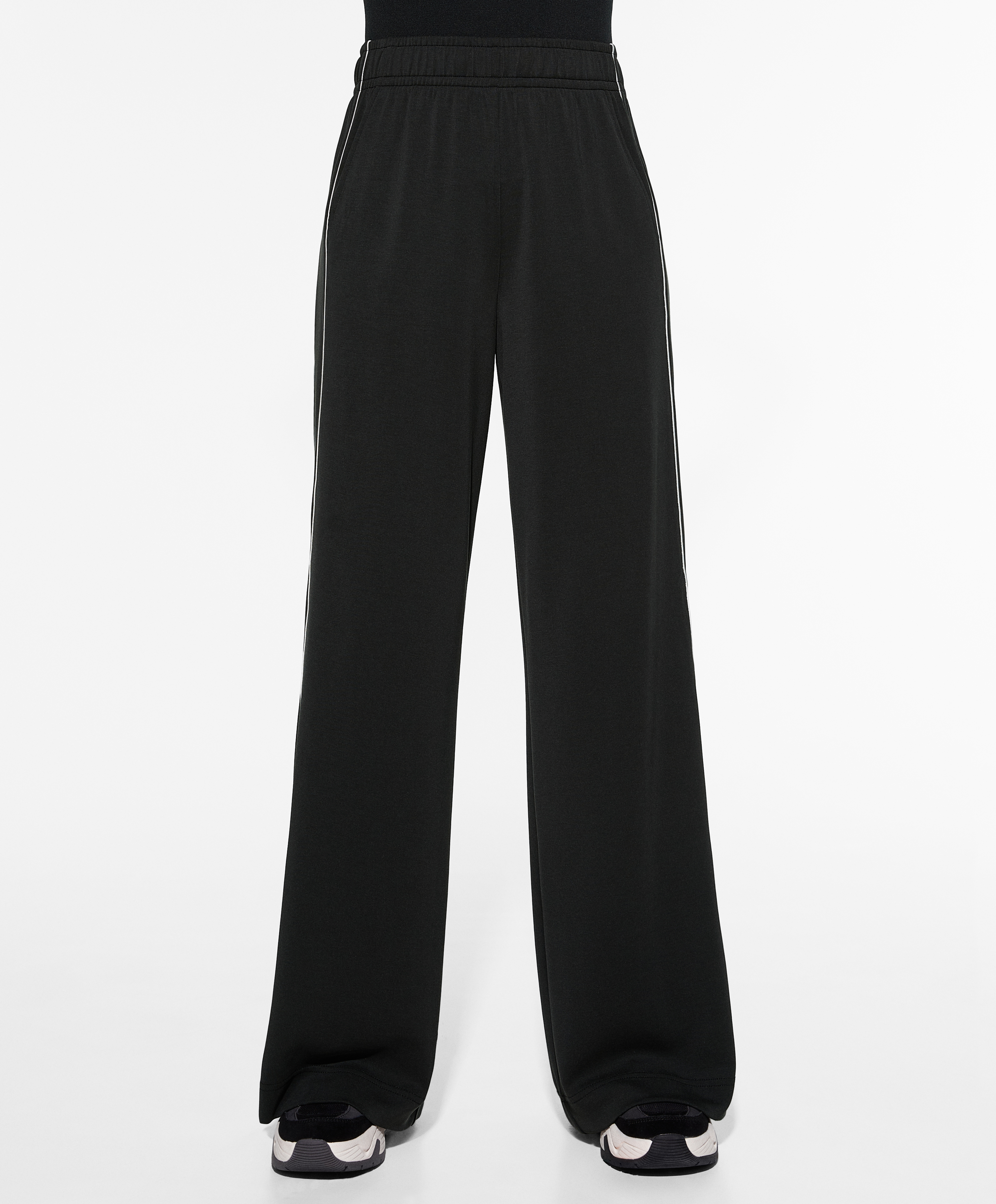 OYSHO Side appliqué wide straight-leg trousers with modal