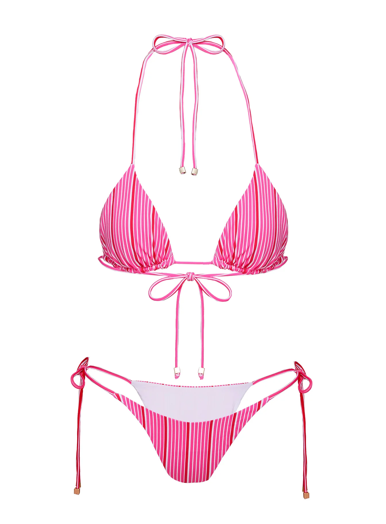 Nevaeh Triangle Bikini Top Pink Stripe