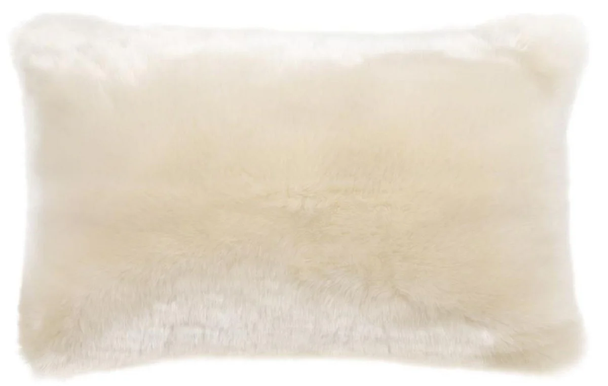 Luxury faux fur cushion white 60 x 40 cm - living room decoration accessories