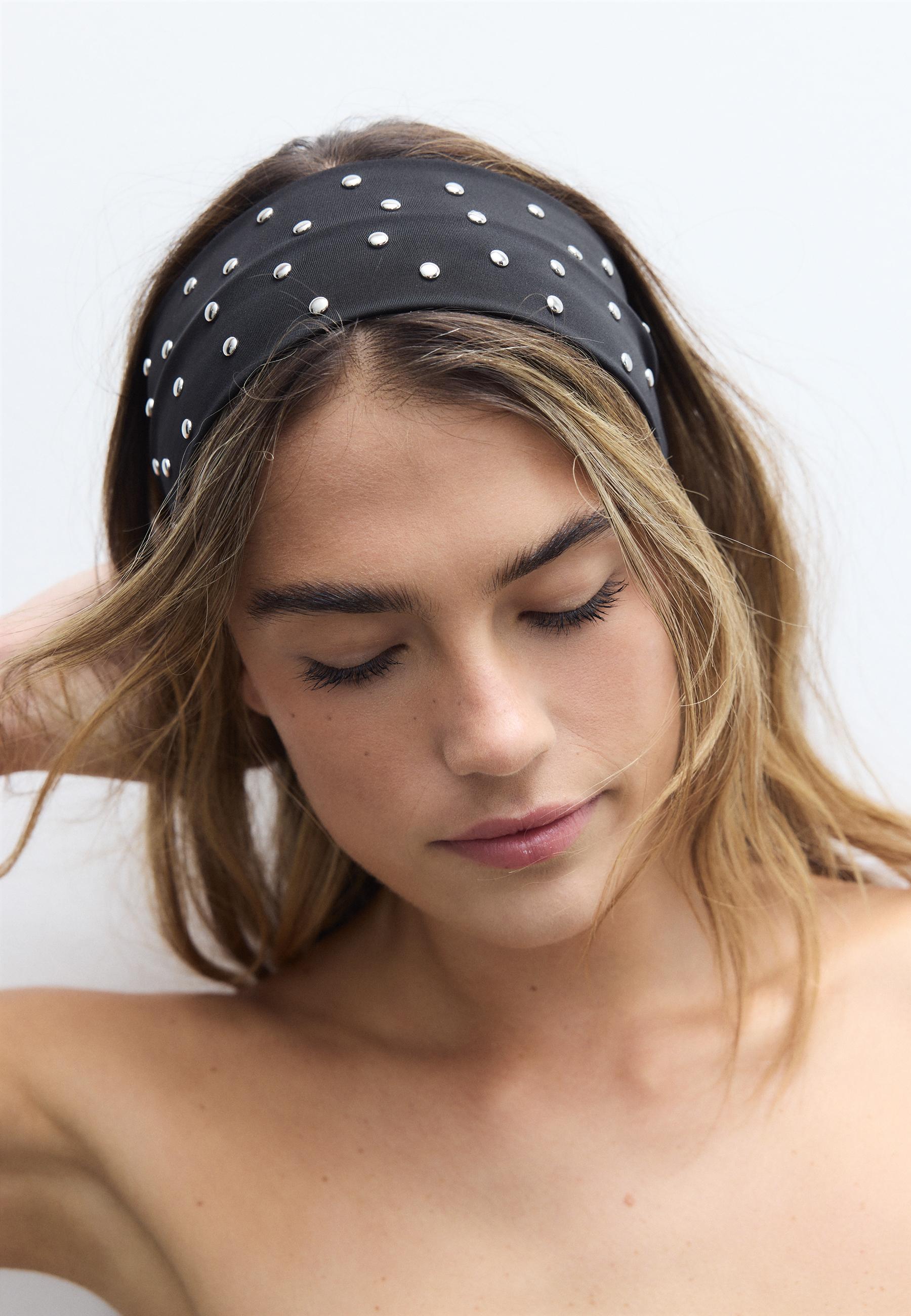 SET OF 2 FUR HEADBANDS WITH STUDS