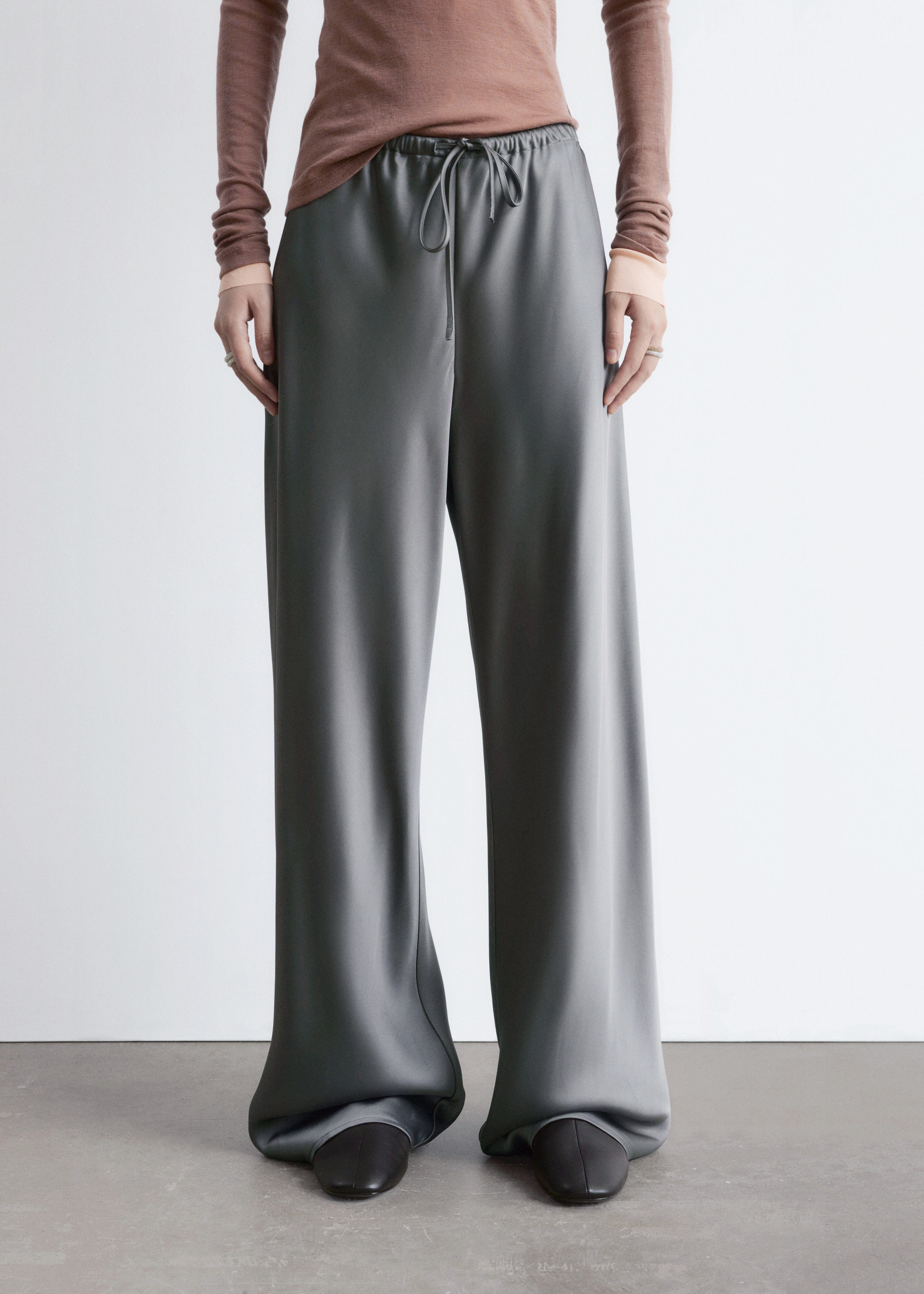 & Other Stories DRAWSTRING SATIN TROUSERS
