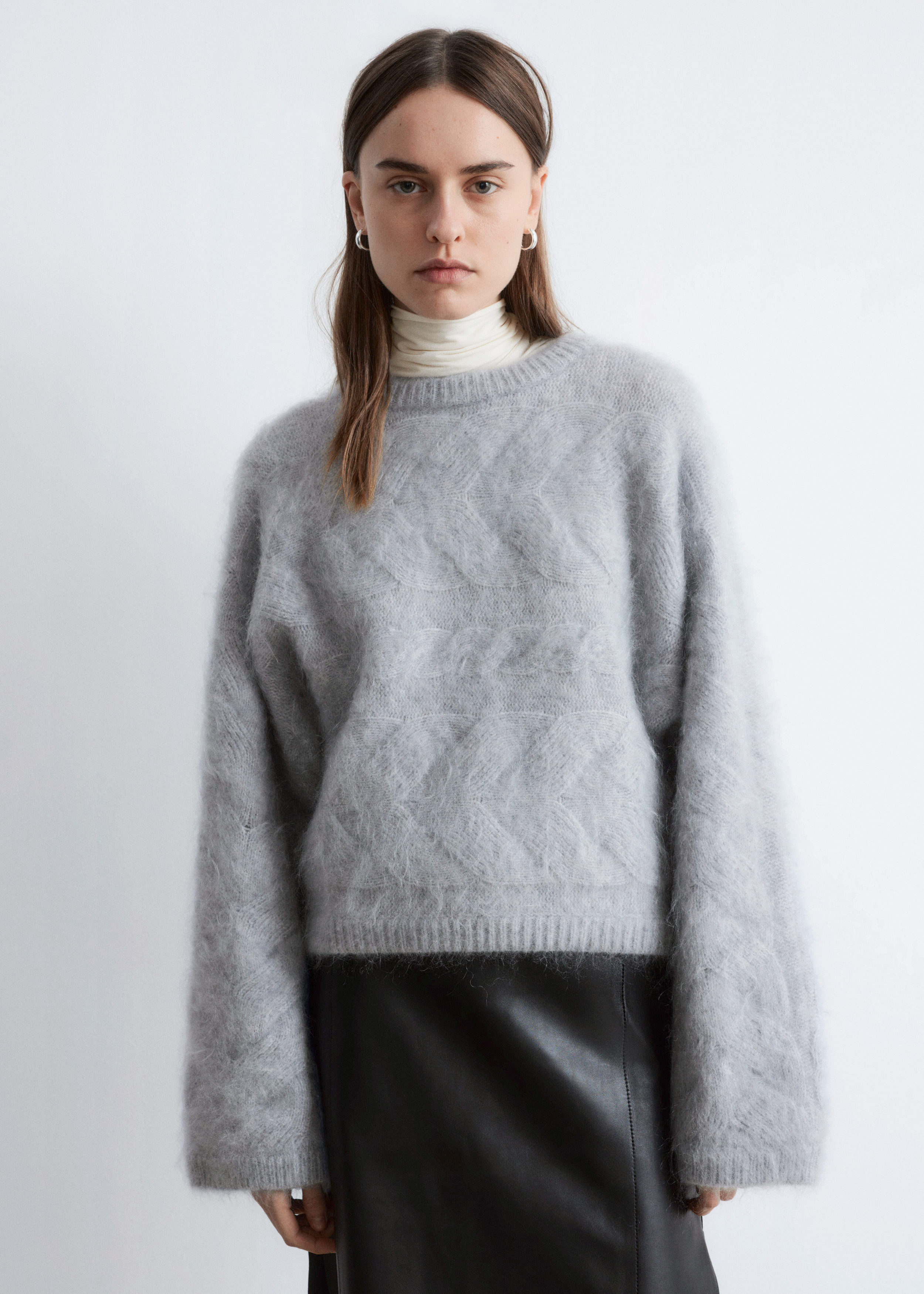 & Other Stories MOHAIR-BLEND CABLE-KNIT JUMPER