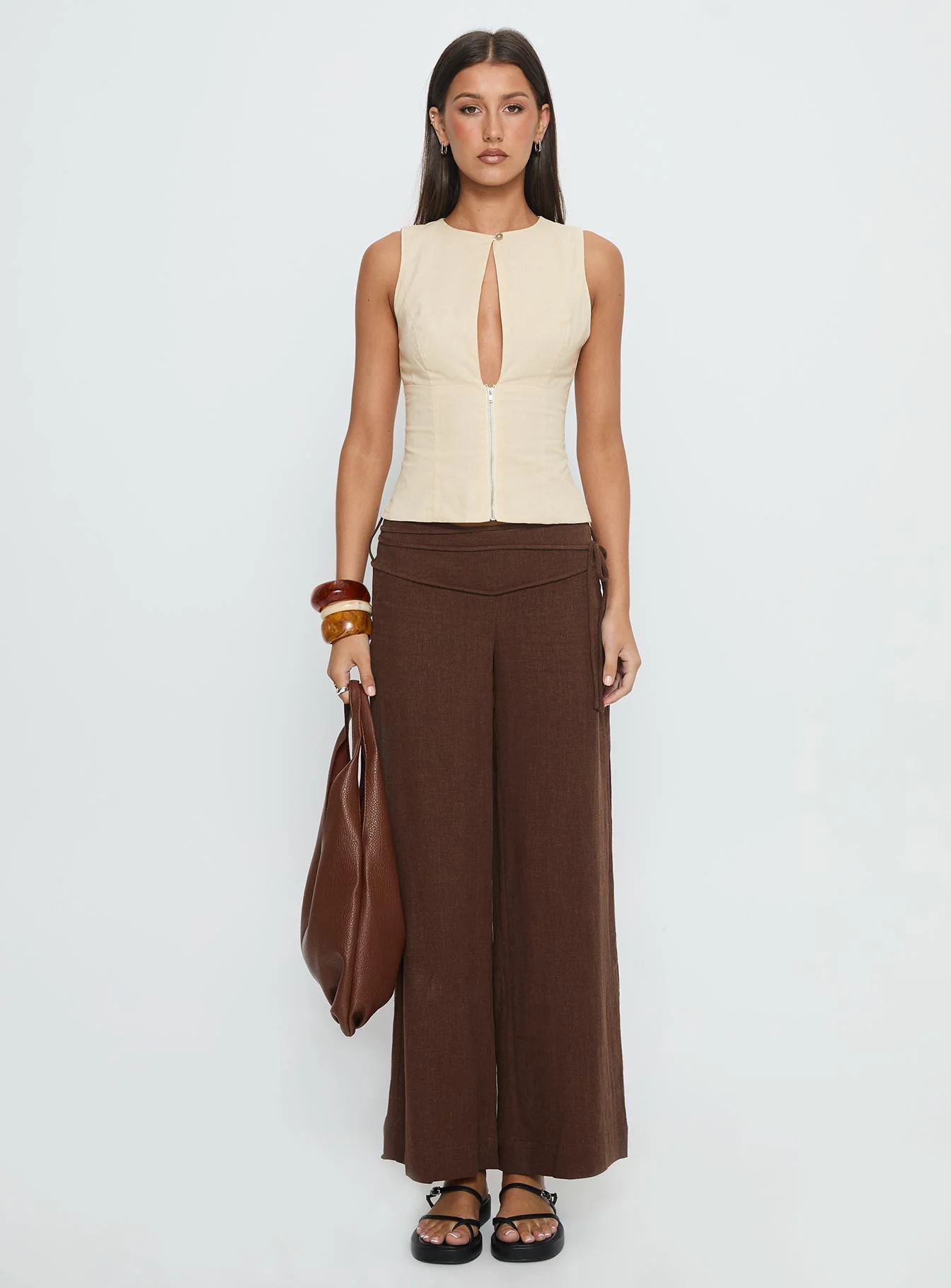 Heleena Zip Through Top Cream