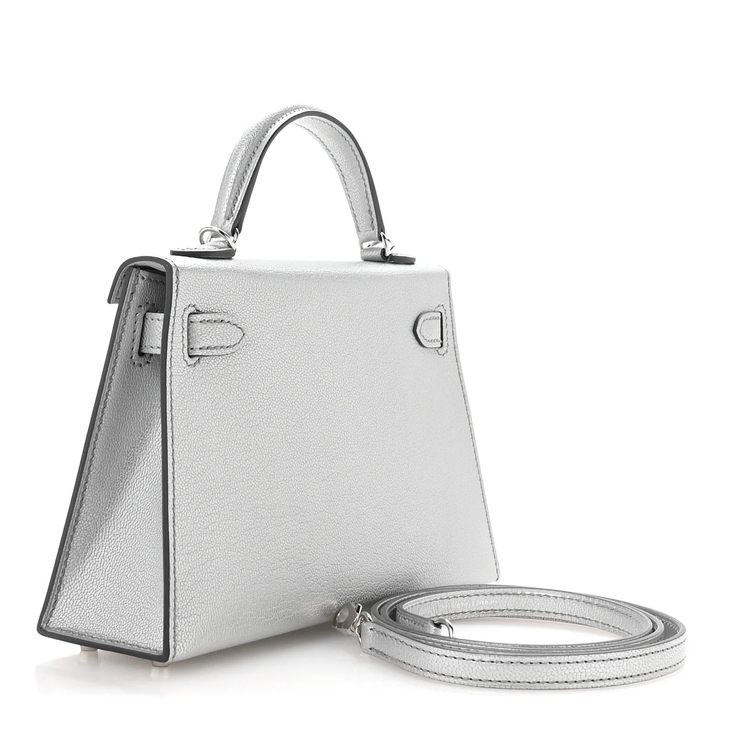 Metallic Chevre Chamkilight Mini Kelly Sellier 20 Argent - Top Club