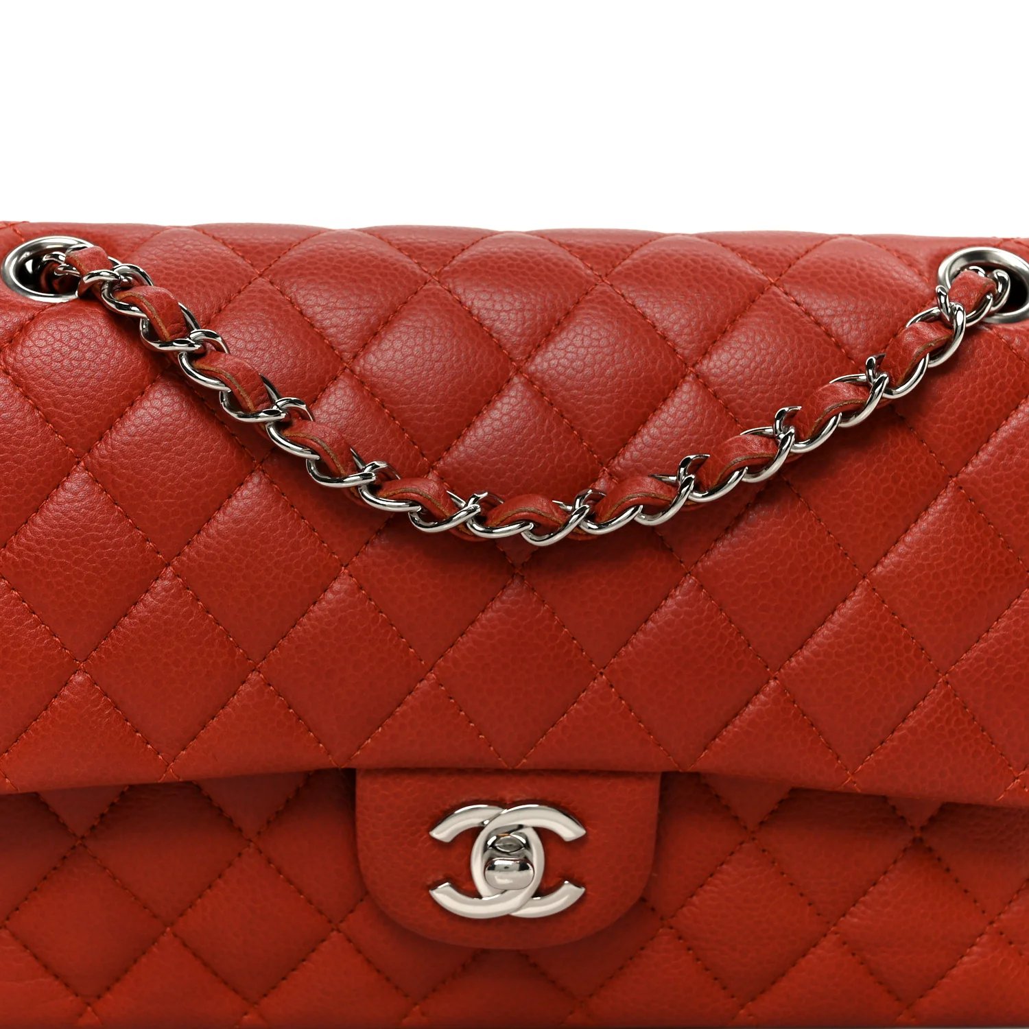 Caviar Quilted Medium Double Flap Red - Top Club