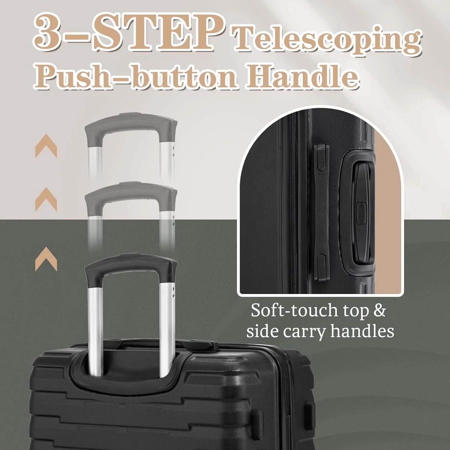 5-piece luggage set with wheels, ABS hardshell suitcase with spinner wheels