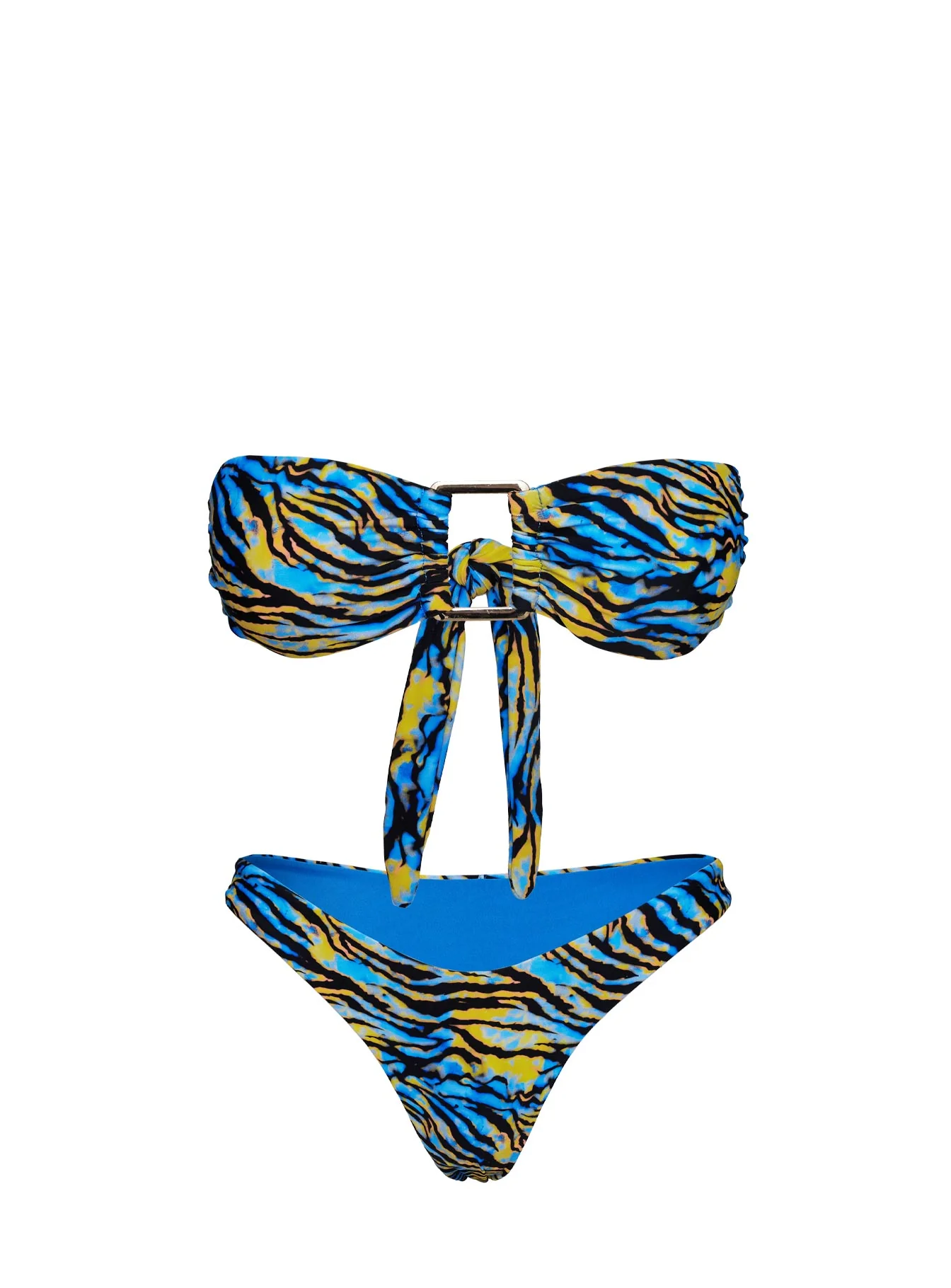 Calbira Strapless Bikini Top Blue Zebra