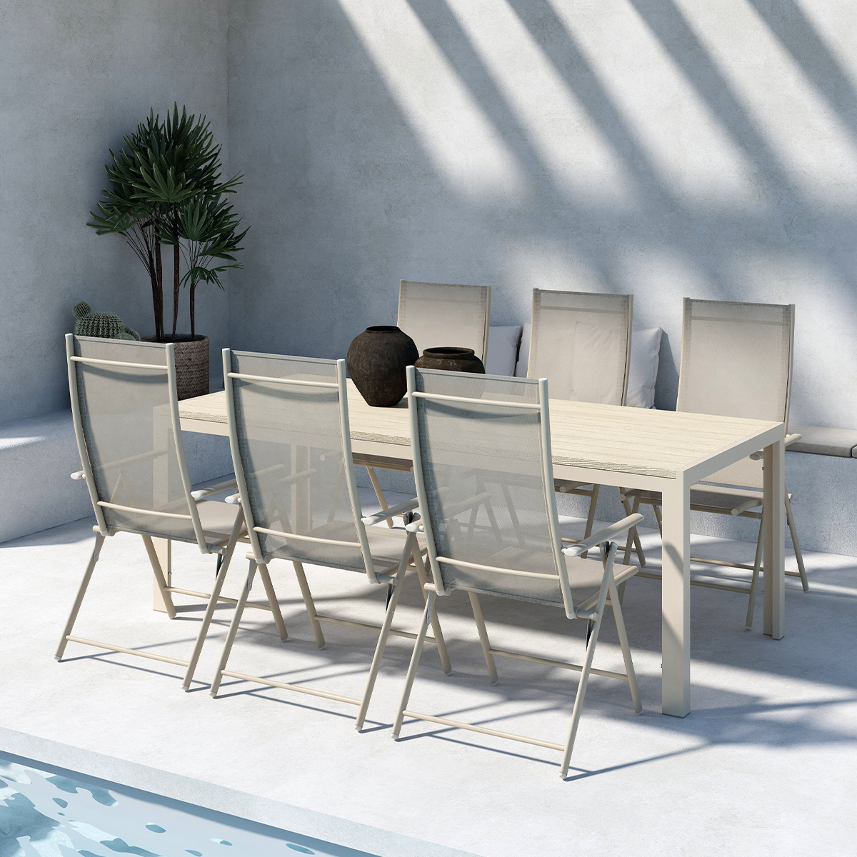 Tuin eettafel Joas Beige - 205 x 90 cm