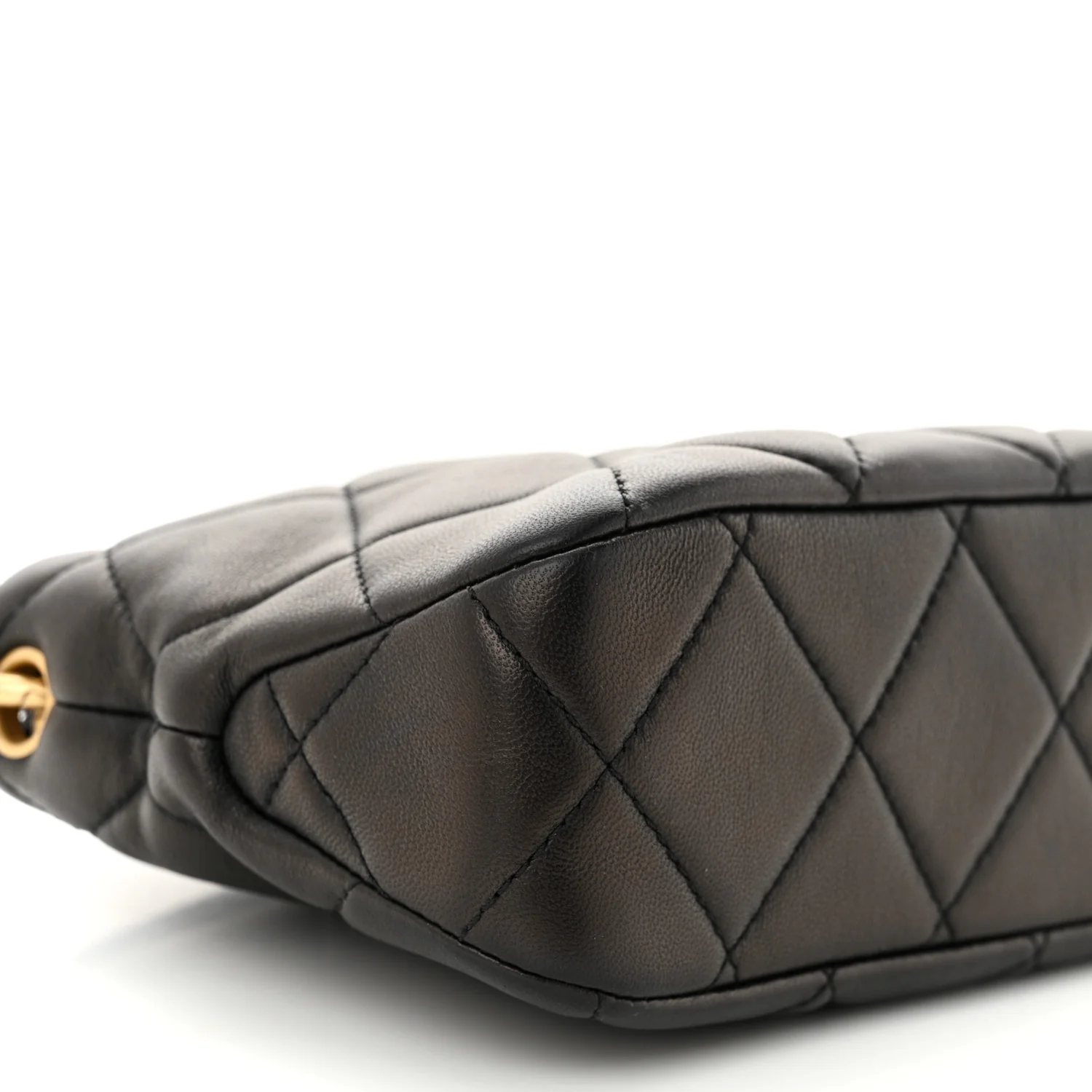 Lambskin Quilted Small CC Chain Hobo Black - Top Club