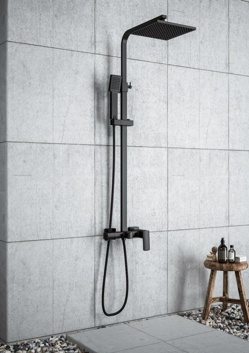 Luxury shower set with overhead shower and hand shower black - shower fitting - shower column - shower set - luxury bathroom accessories