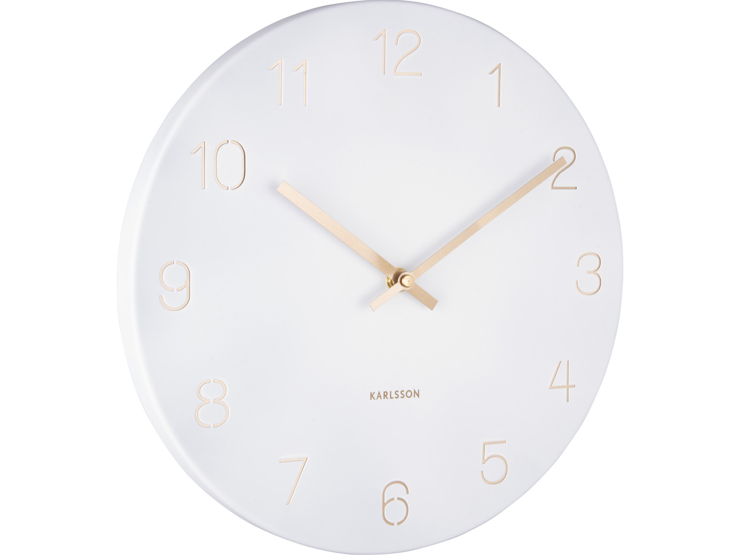 Wall clock Charm engraved numbers small white