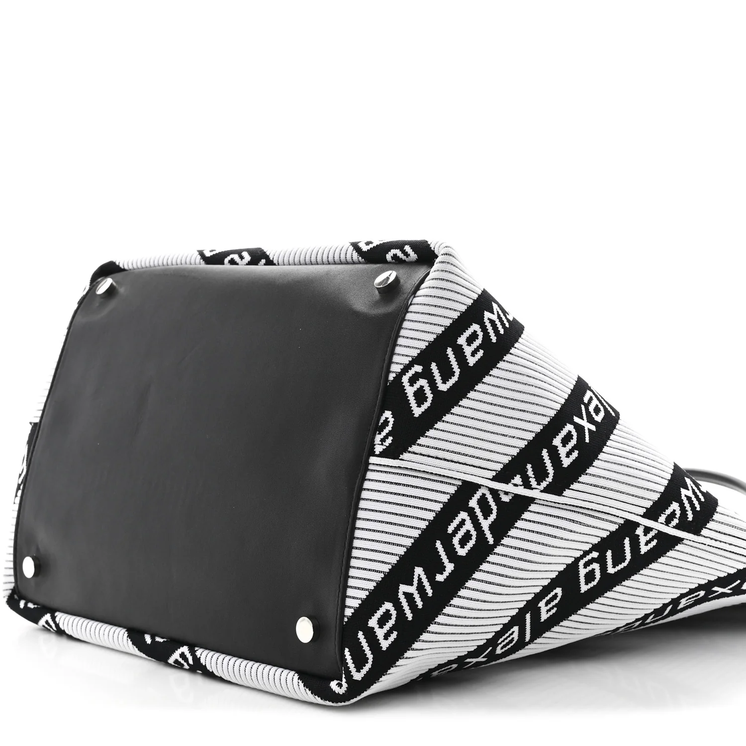 Knit Jacquard Diagonal Logo Roxy Tote White Black - Top Club