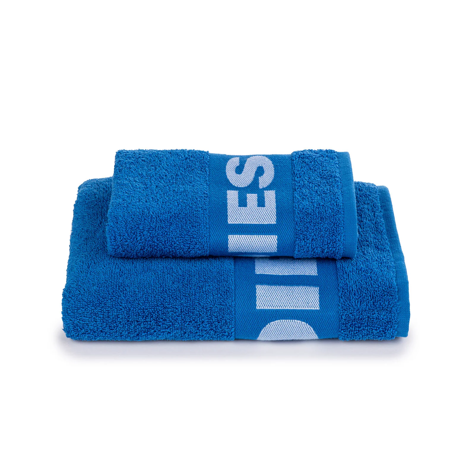 Asciugamano Con Ospite In Cotone Logo Standard Blue Royal Diesel