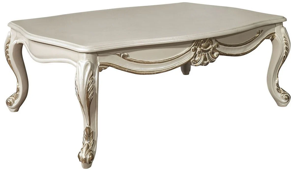 Luxury baroque living room set blue / cream / gold - 2 sofas & 2 armchairs & 1 coffee table - magnificent furniture in the baroque style