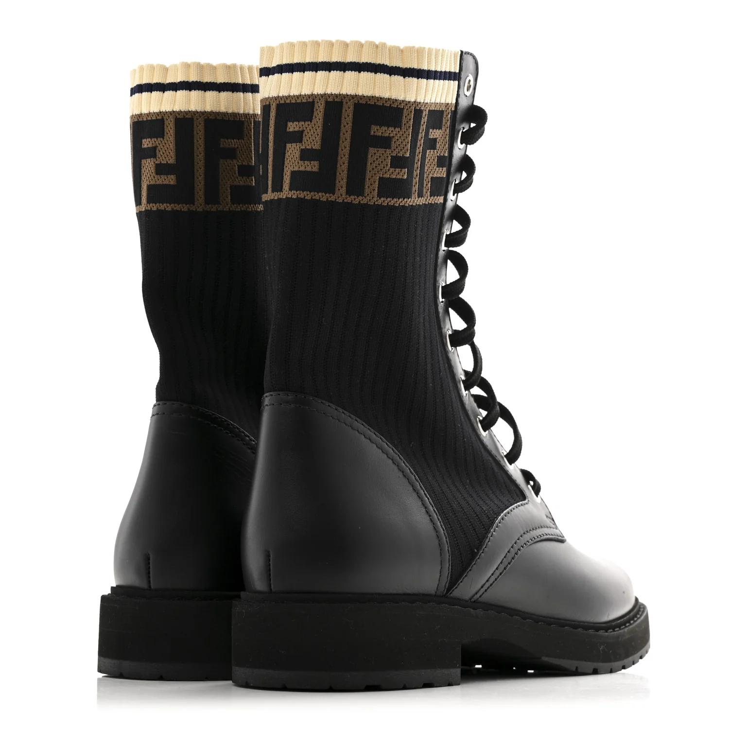 Calfskin Stretch Fabric Rockoko Biker Boots 40 Tobacco Black Marino - Top Club